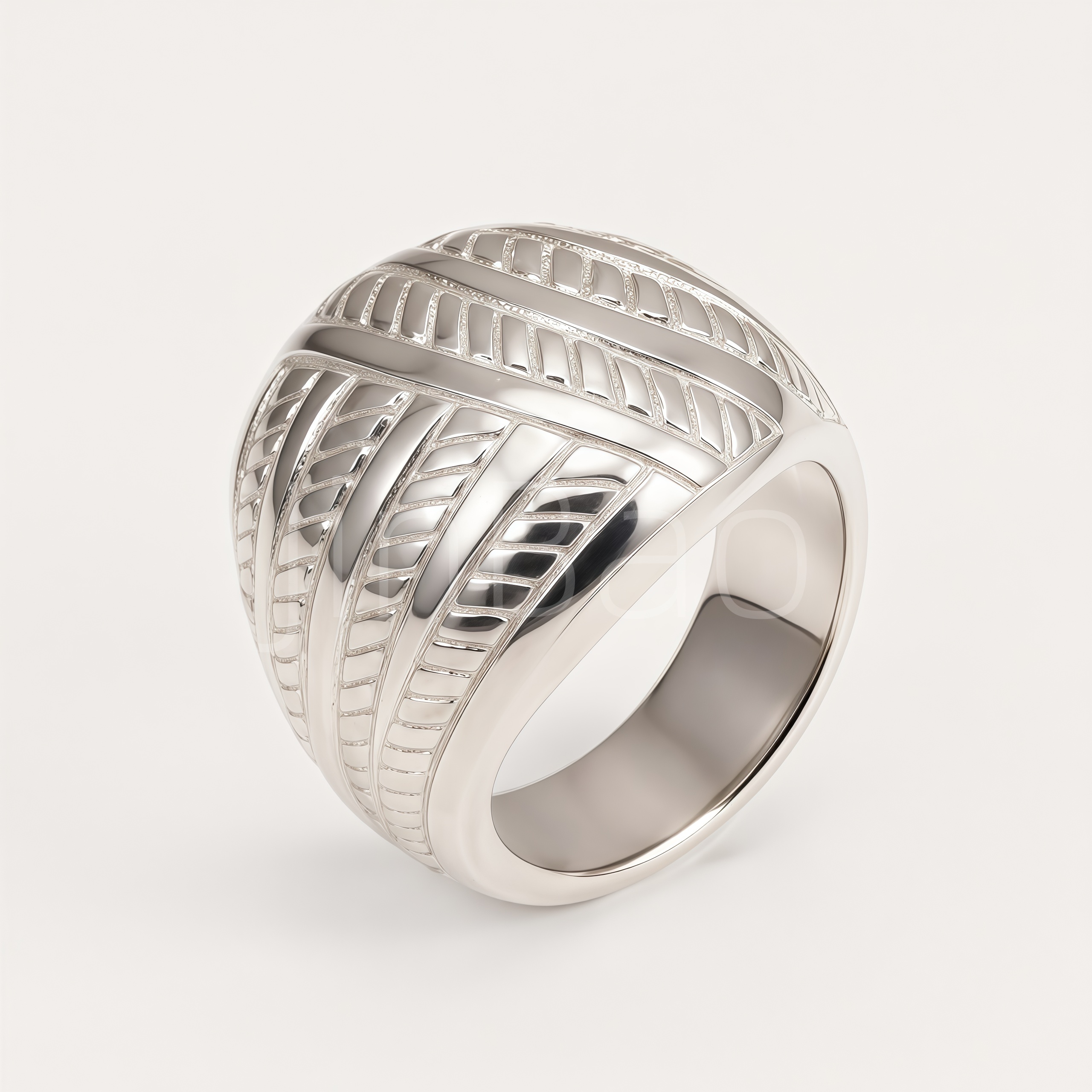 Chunky Chevron Herringbone Engraved Women Ring | E00572