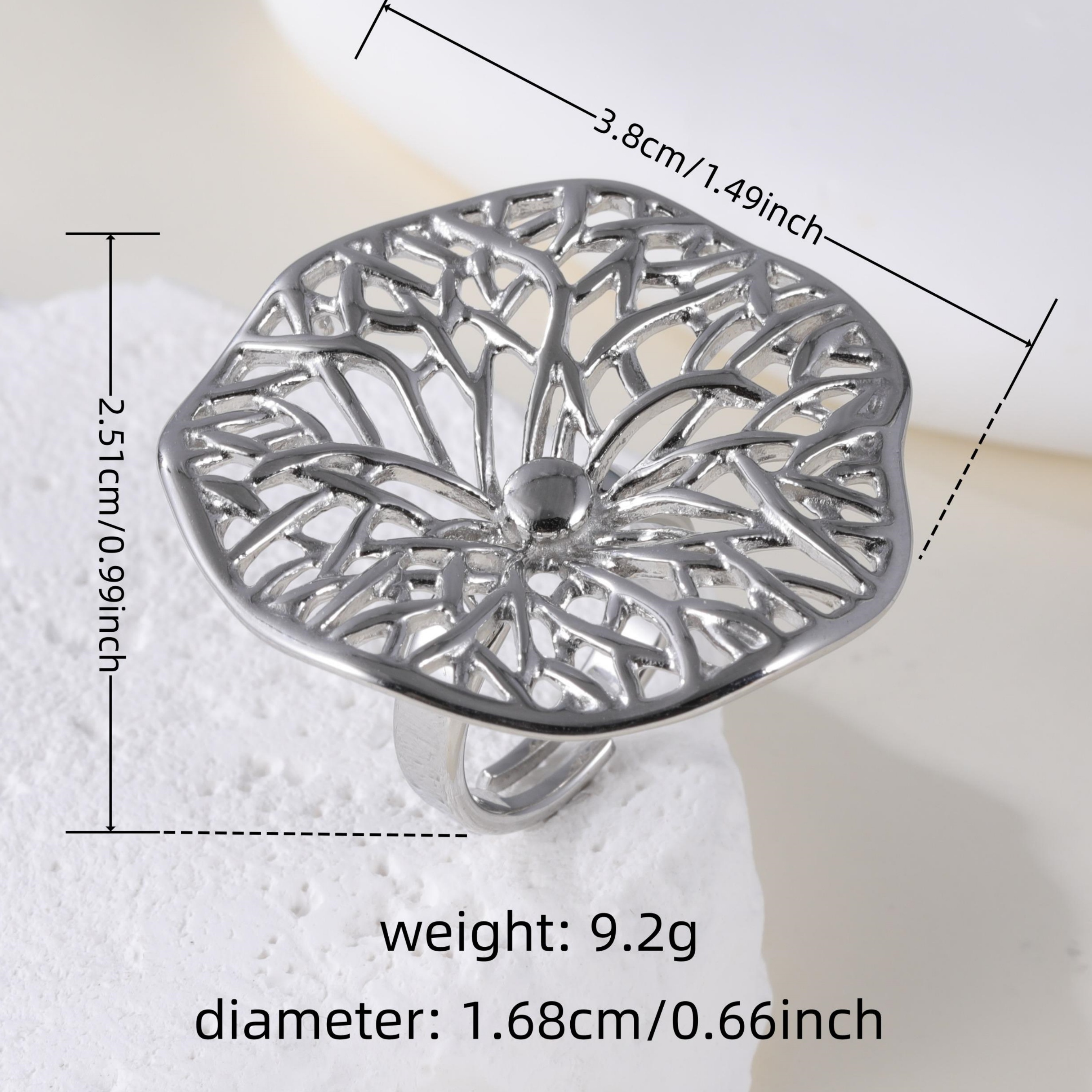 Elegant Hollow Flower Design Stainless Steel Women's Waterproof Ring丨G005935-JinBaoJewerly