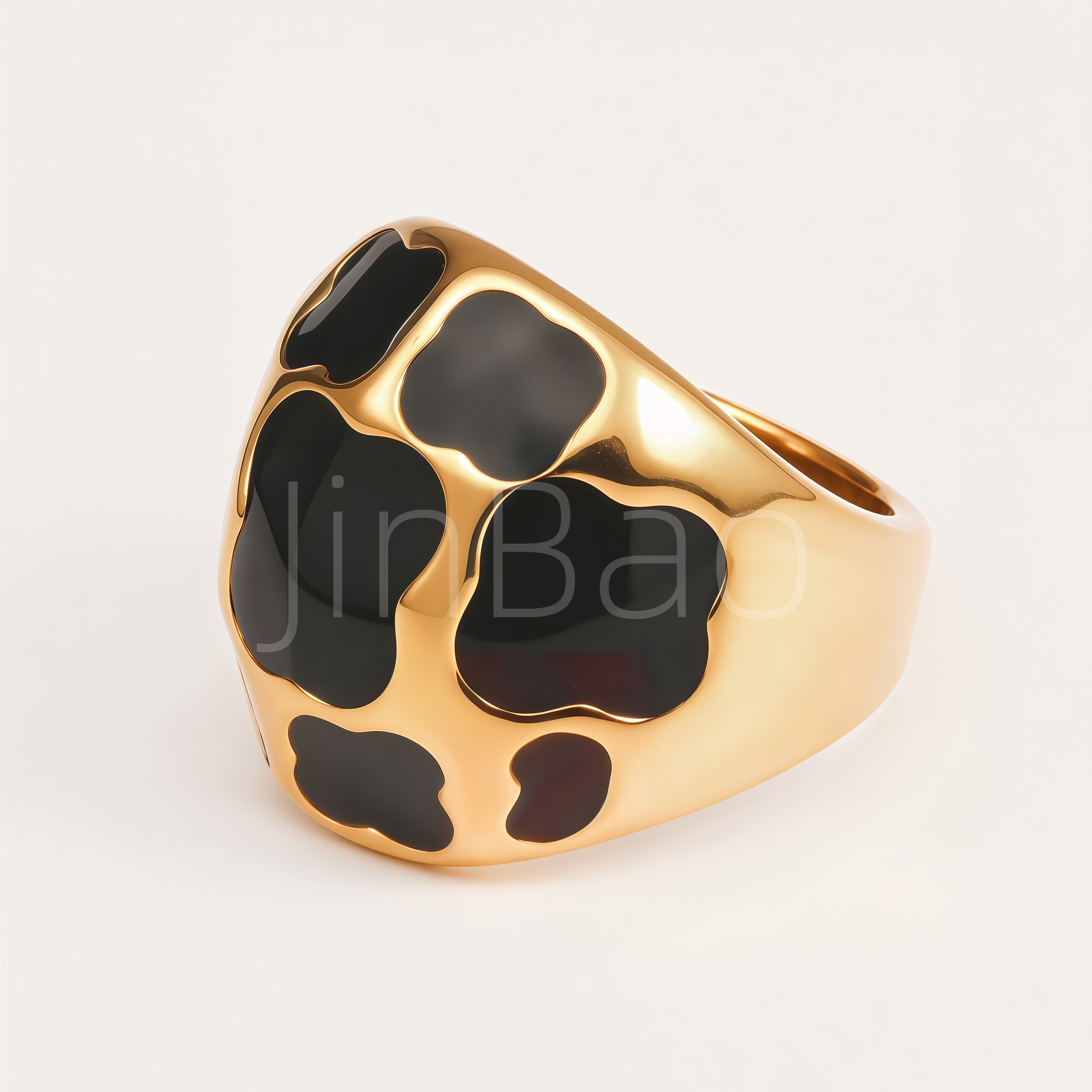 Vintage Clover Enamel Gold‑Tone Stainless Steel Women Finger Ring