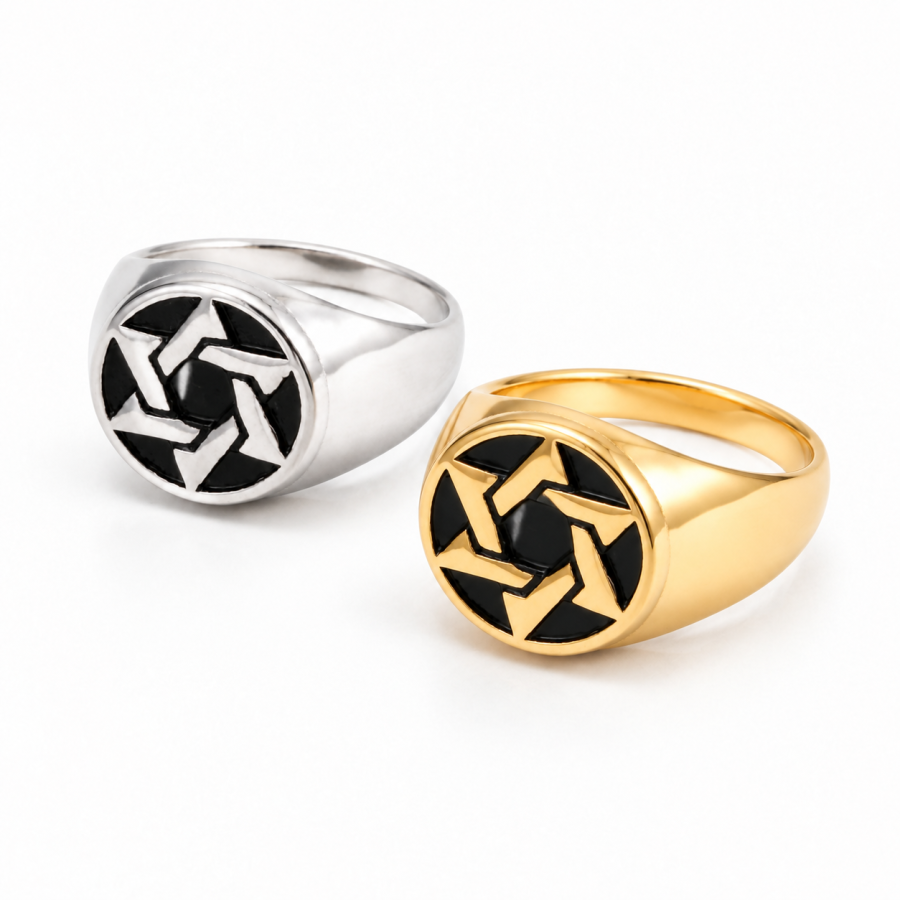Geometric Signet Bold Statement Piece Oval Face with Tapered Band Men's Signet Ring B00550