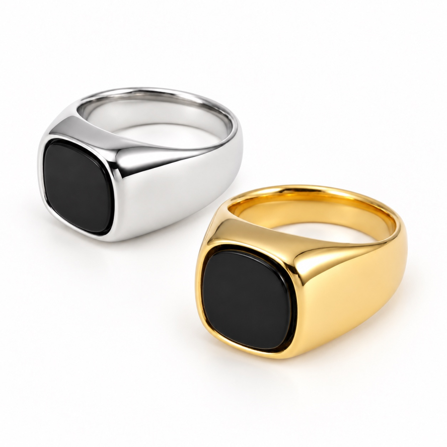 Minimalist Signet Multicolor Ring B295