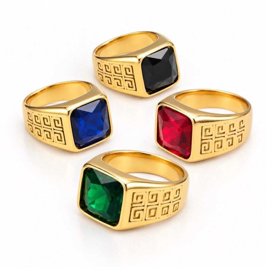Signet Geometric Gold Ring B127