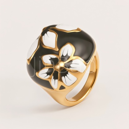Romantic Floral Pattern Stainless Steel Ring Women's Ring | G004607