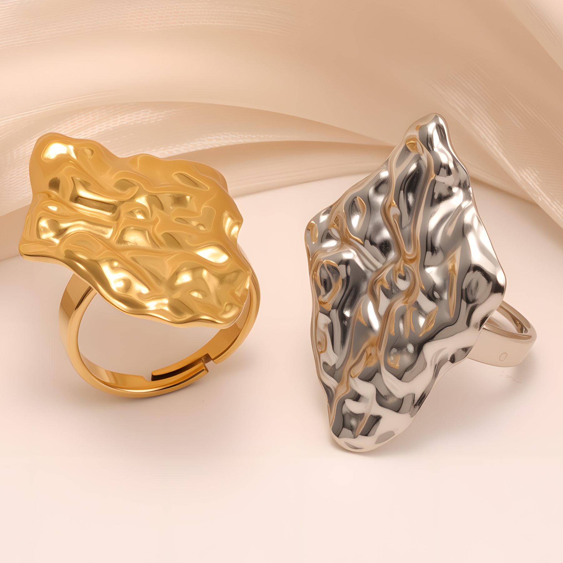 Abstract Style Flowing Shaped Stainless Steel Women's Ring丨G005250-JinBaoJewerly