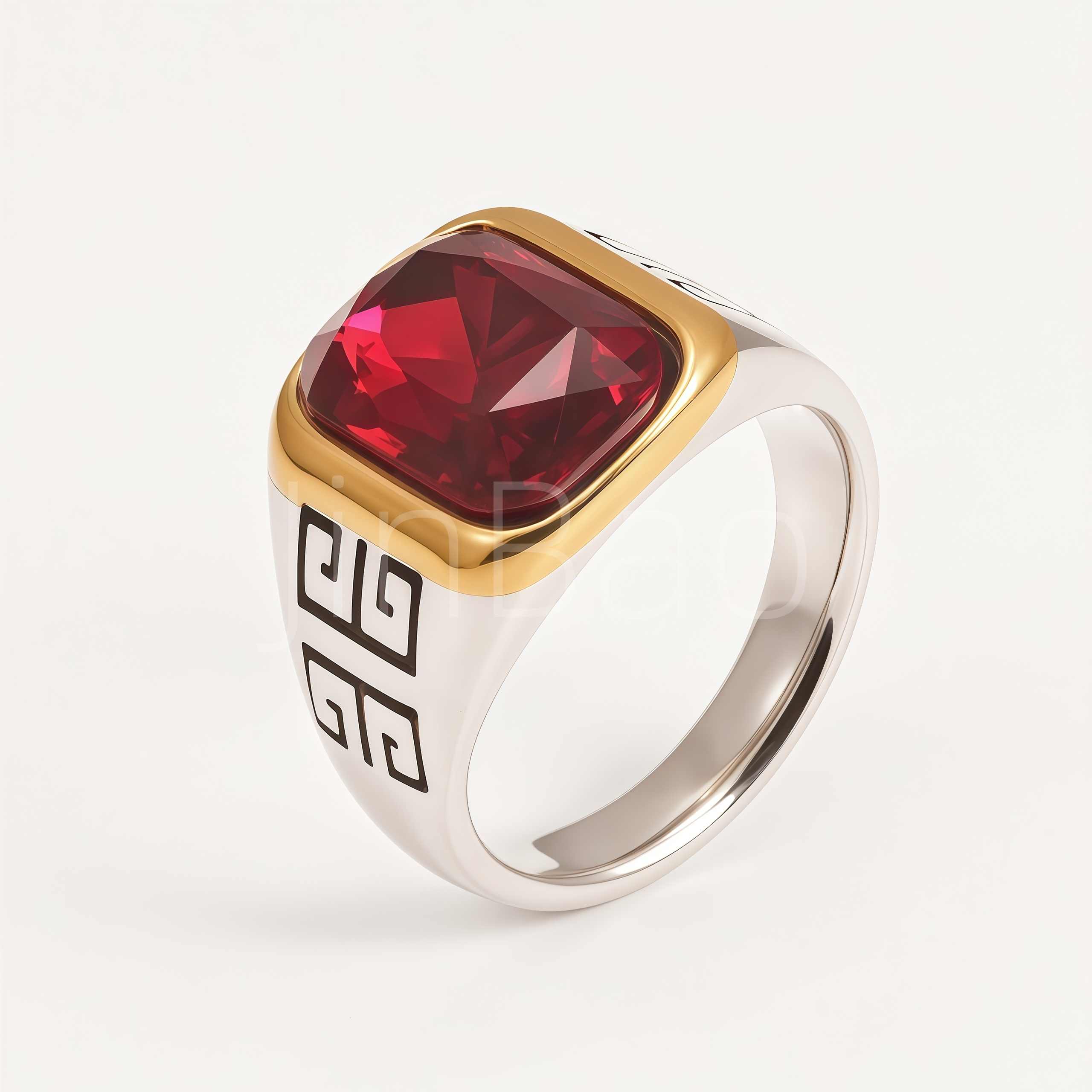 Retro Chinese Geometric Meander Men Ring | B165