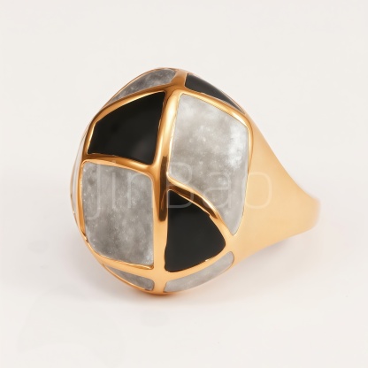 Mosaic Geometric Swirl Enamel Dome Women's Ring | E00544