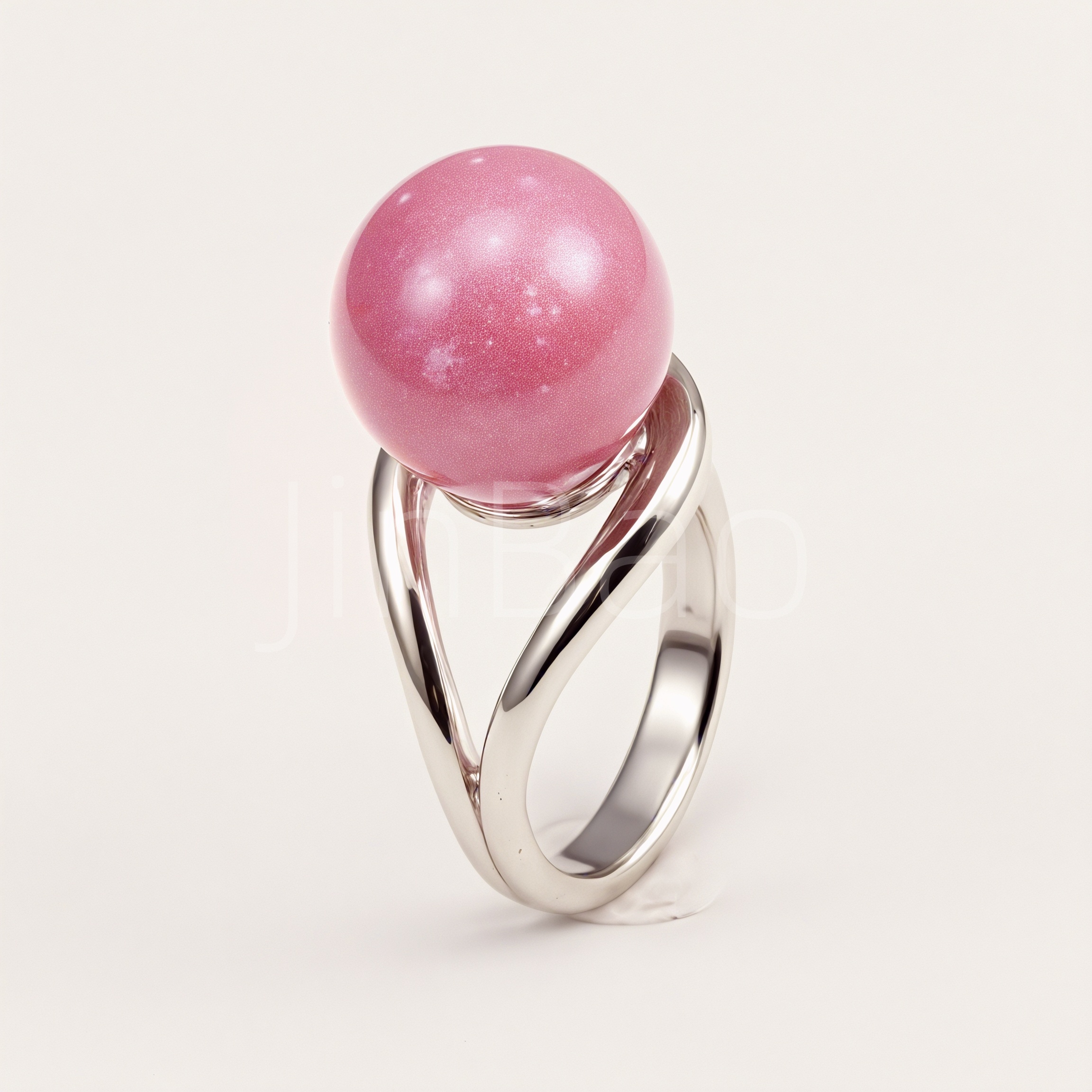 Twisted Split Shank Starry Pink Pearl Statement Ring for Women | N002836