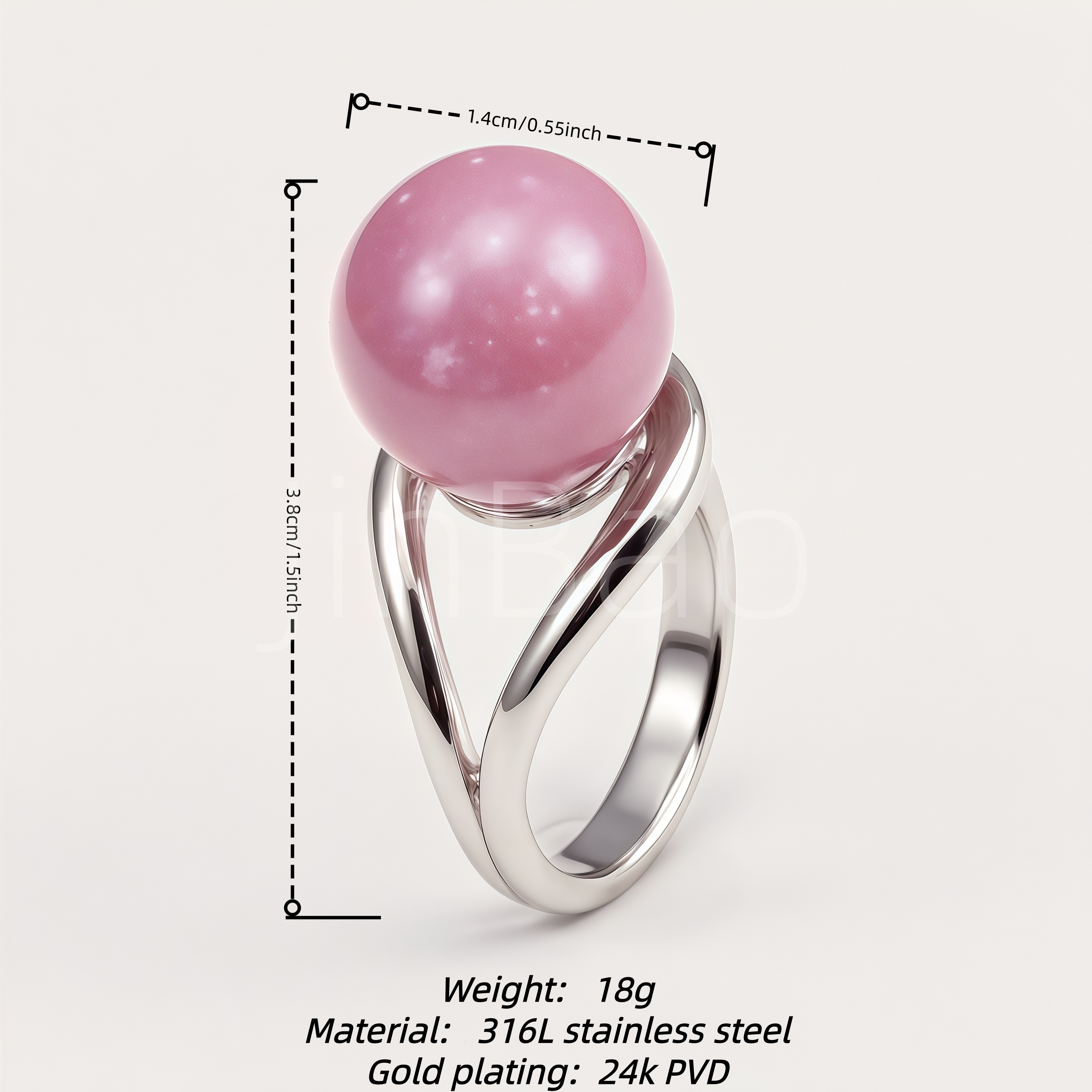 Twisted Split Shank Starry Pink Pearl Statement Ring for Women | N002836