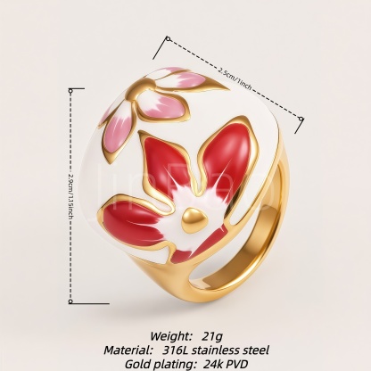 Romantic Floral Pattern Stainless Steel Ring Women's Ring | G004607