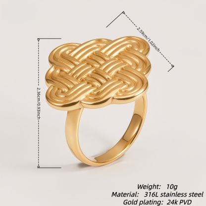 Vintage Stainless Steel Braided Women's Ring | G003598