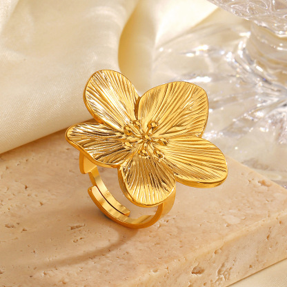 European and American Fashion Stainless Steel Flower Ring for Women | G005402-JinBaoJewerly