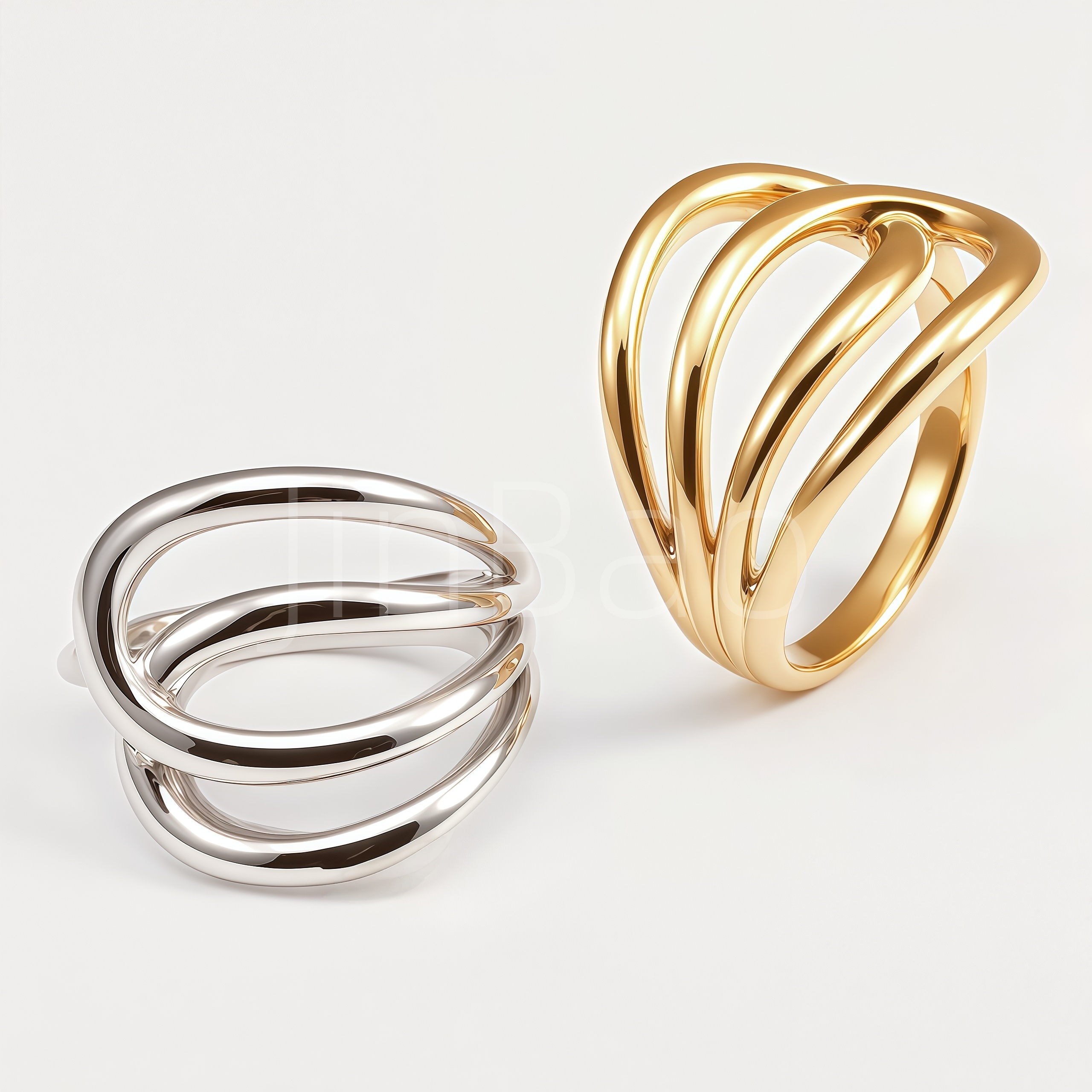 Glossy Three Twisted Curve Hollow Fashion Ring for Women | E00505