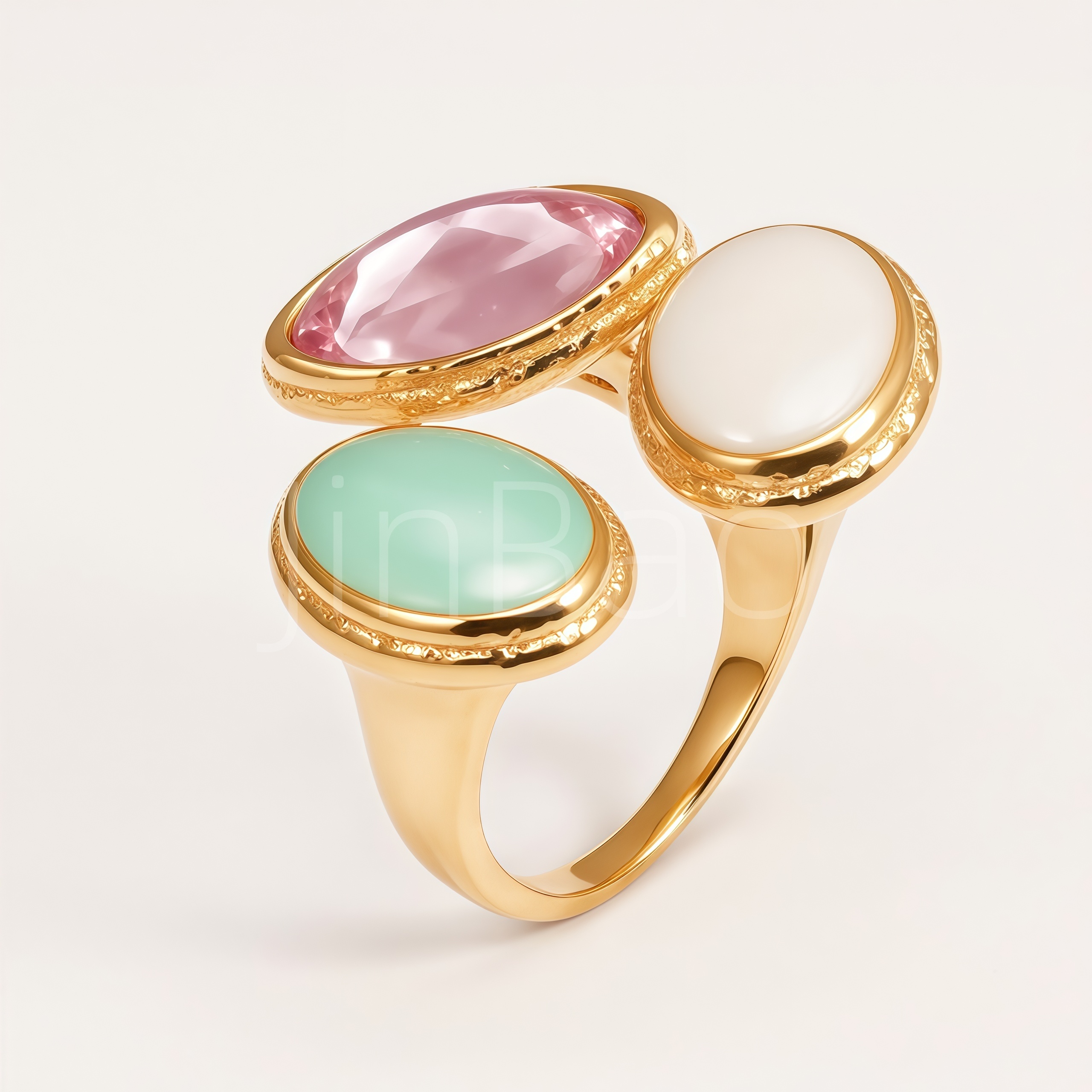 Vintage Multi Oval Gemstone Stainless Steel Women Rings | E00590