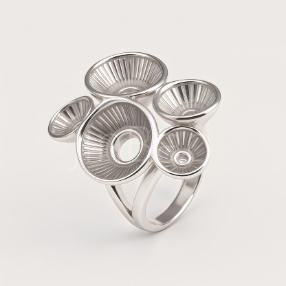 Multi‑Layer Hollow Radial Disc Floral Women's Ring | E00510