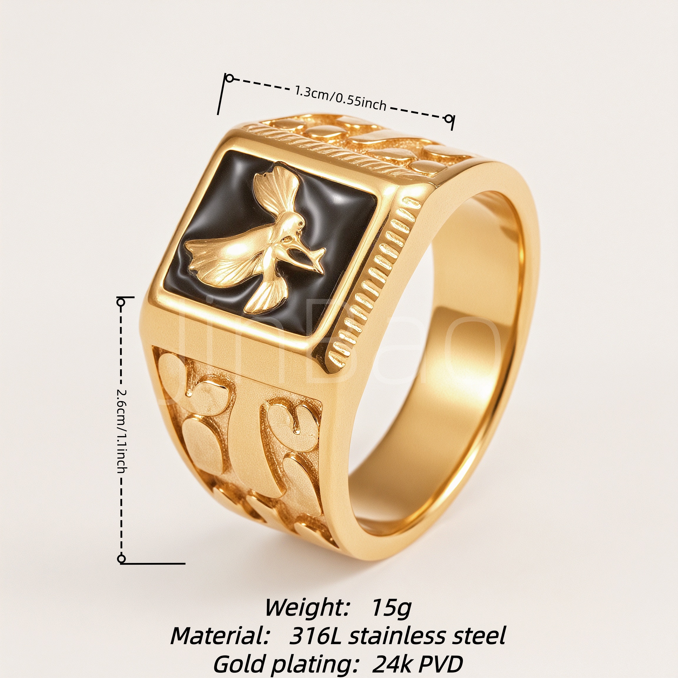 Vintage Eagle Embossed Square Signet Men's Ring | D0479