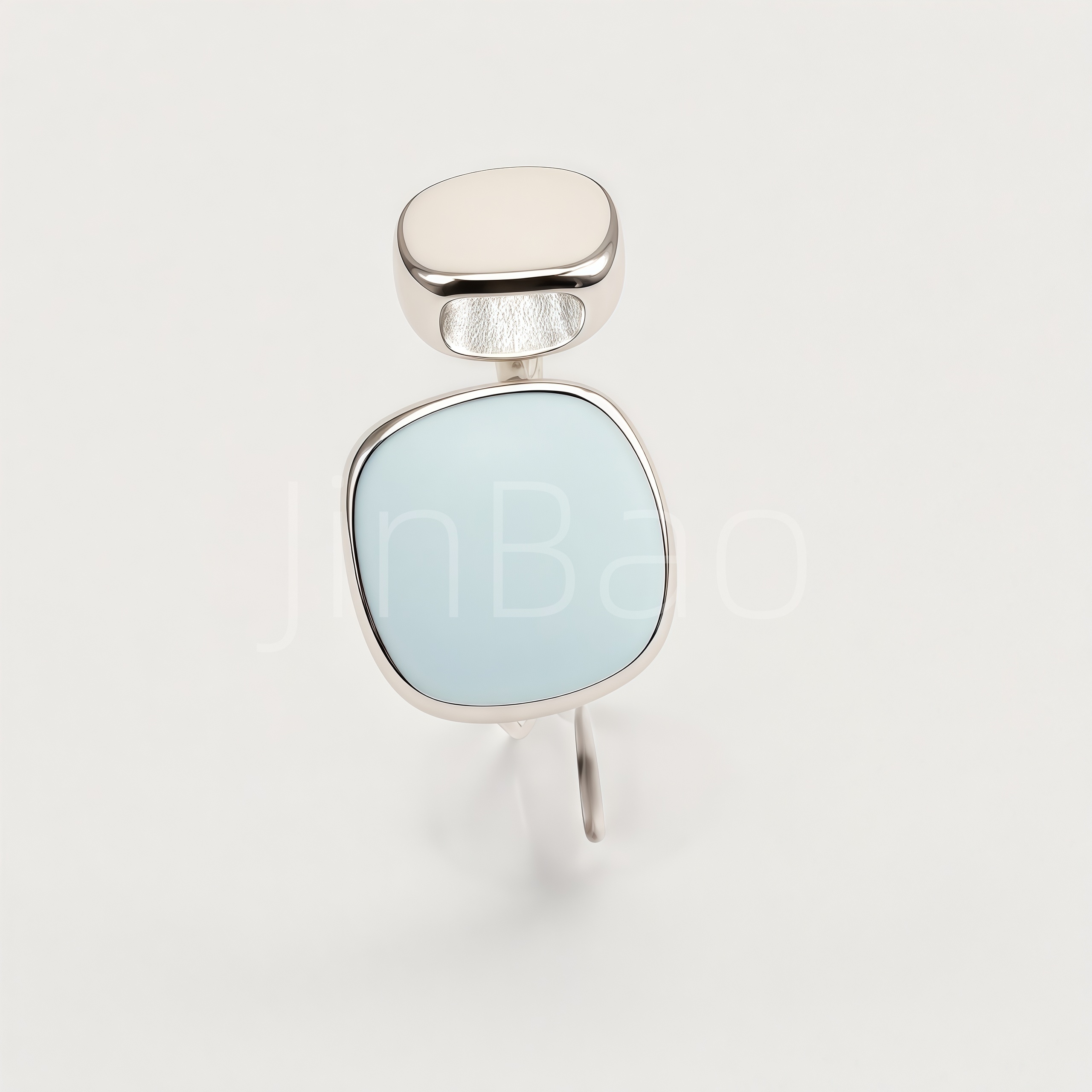 Asymmetric Light Blue Cushion Enamel Open Adjustable Ring | N00426
