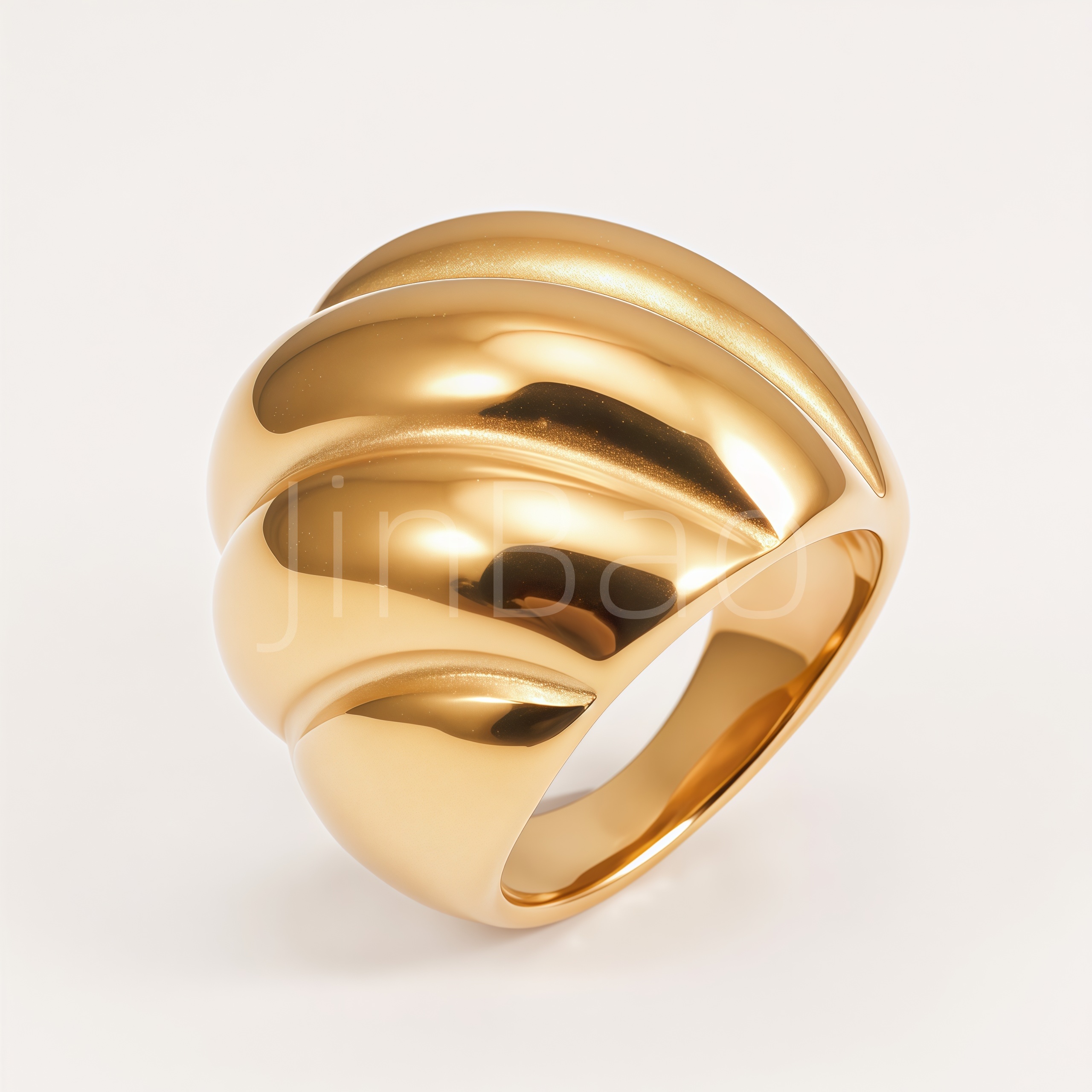 Chunky Dome Diagonal Glitter Groove Women Ring | E00585