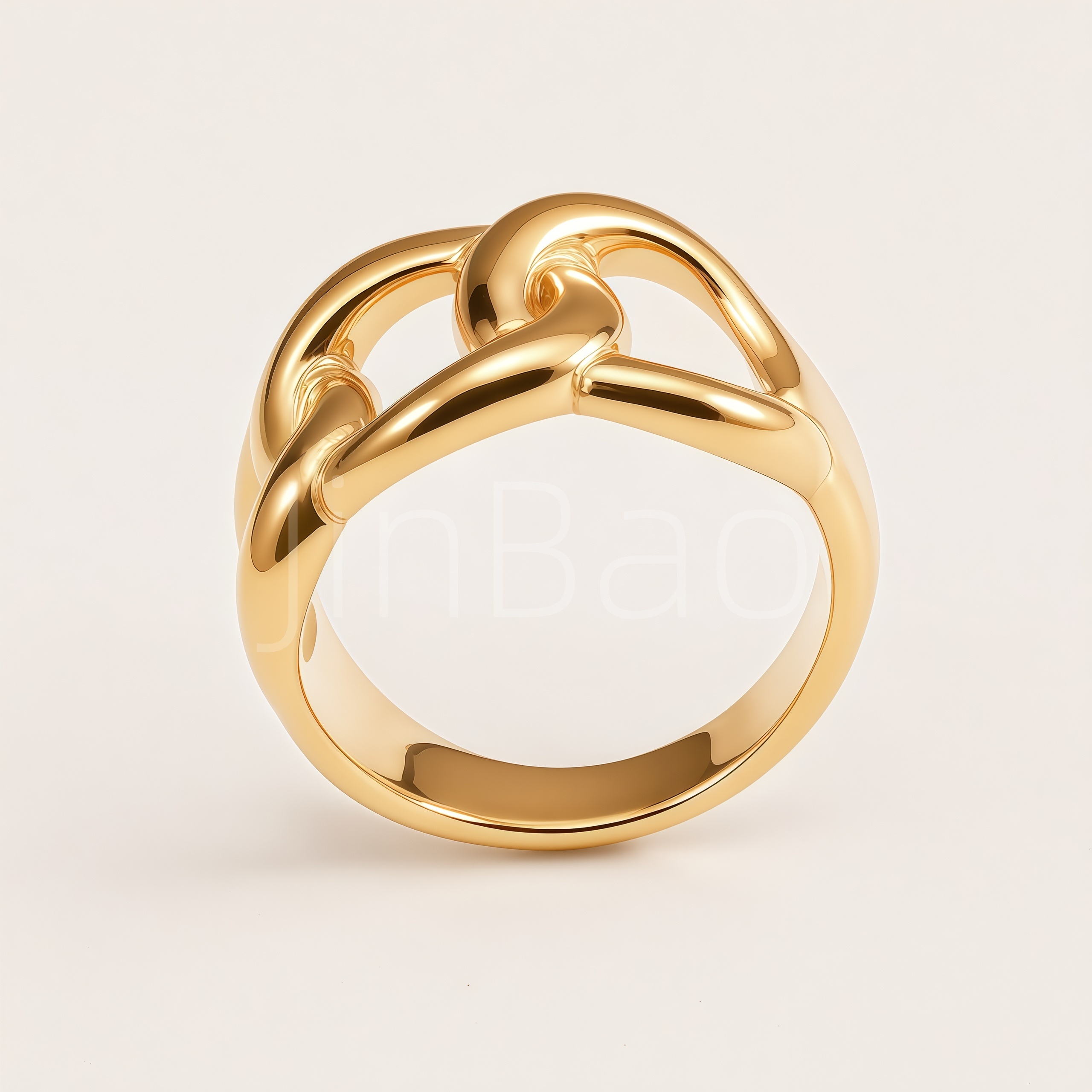 Thick Interlocking Chain Knot Hollow Ring for Women | E00464