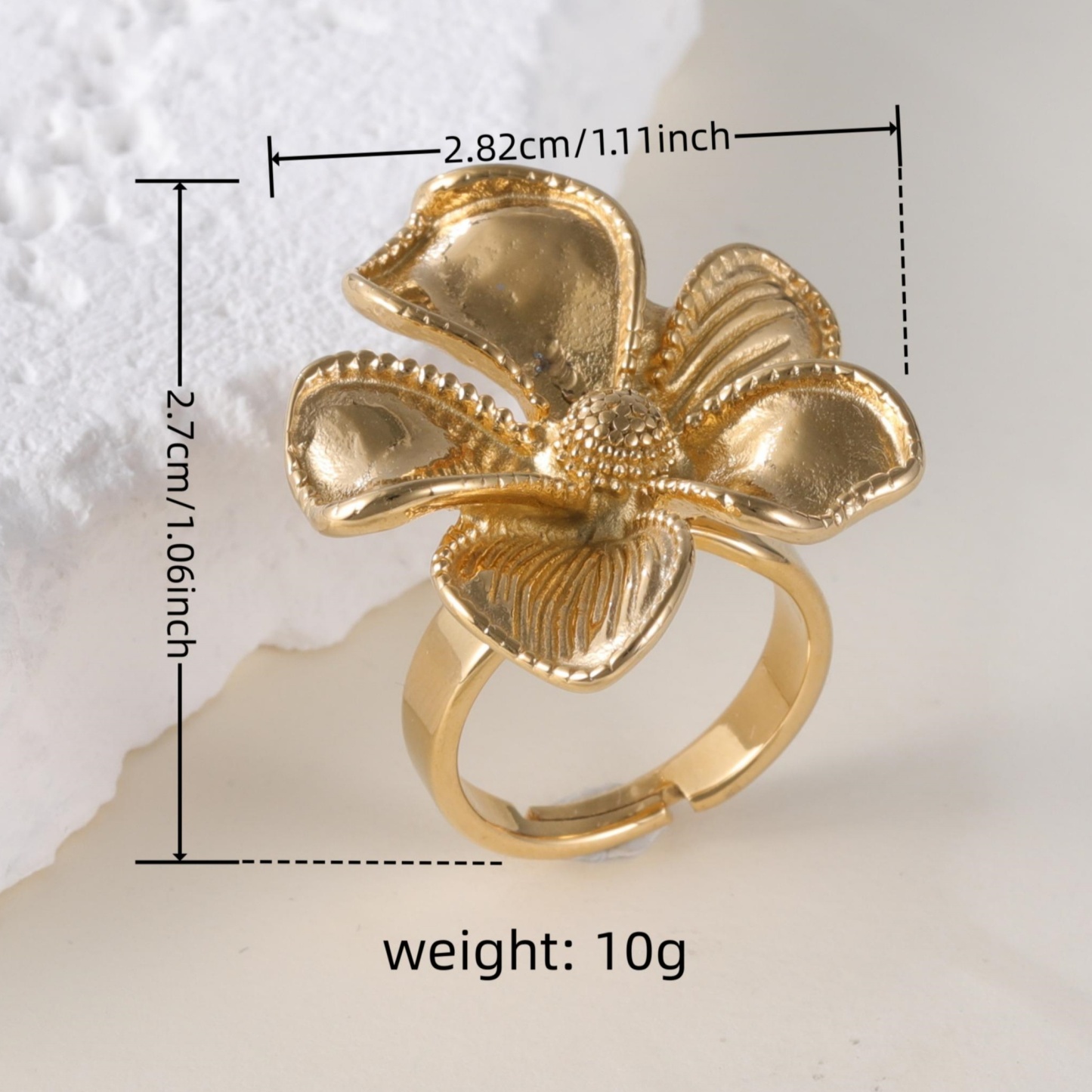 Elegant Flower Design Exquisite Female Stainless Steel Waterproof Ring丨G005765-JinBaoJewerly