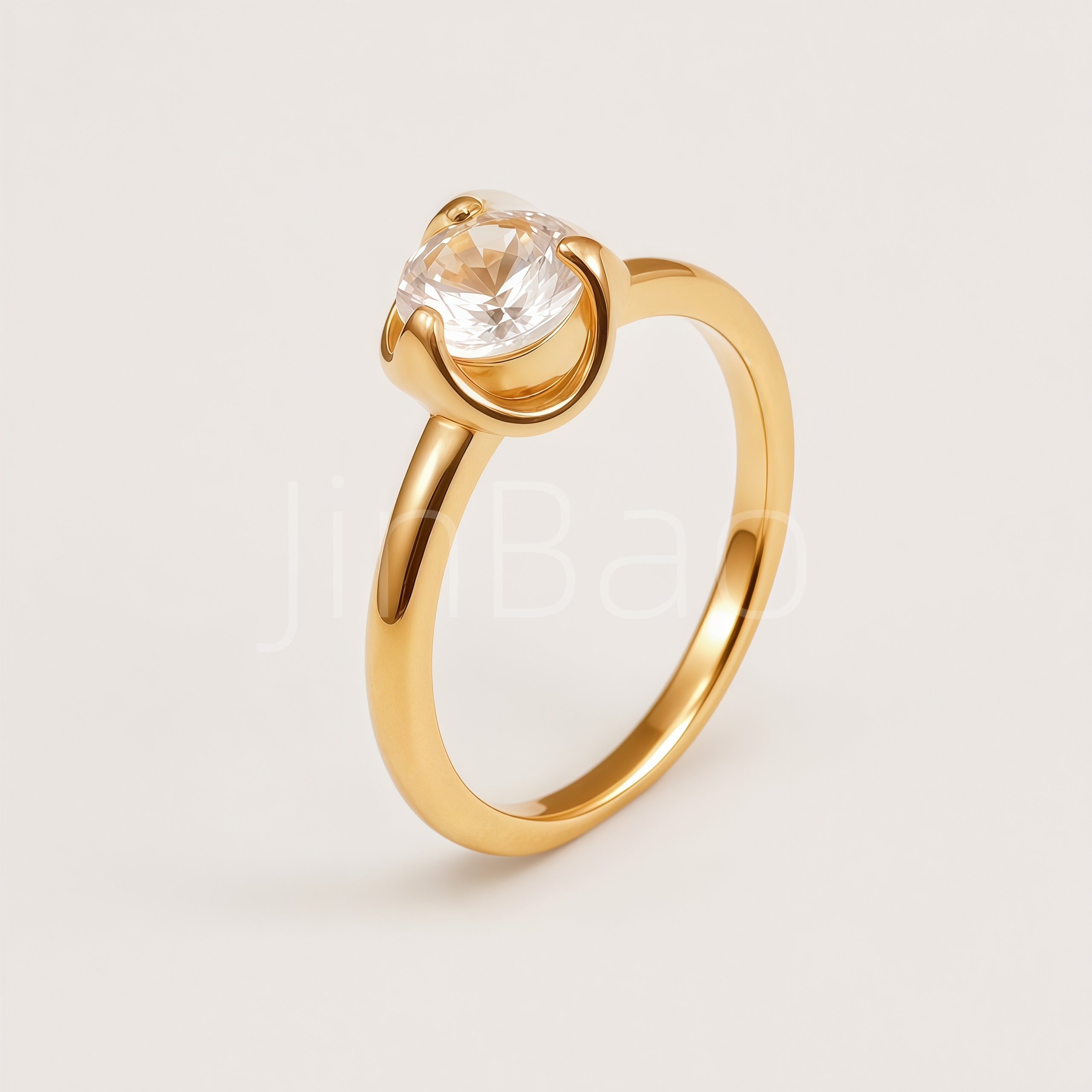 Dainty Single Stone Gold Tone Stainless Steel Women Promise Ring | E00521