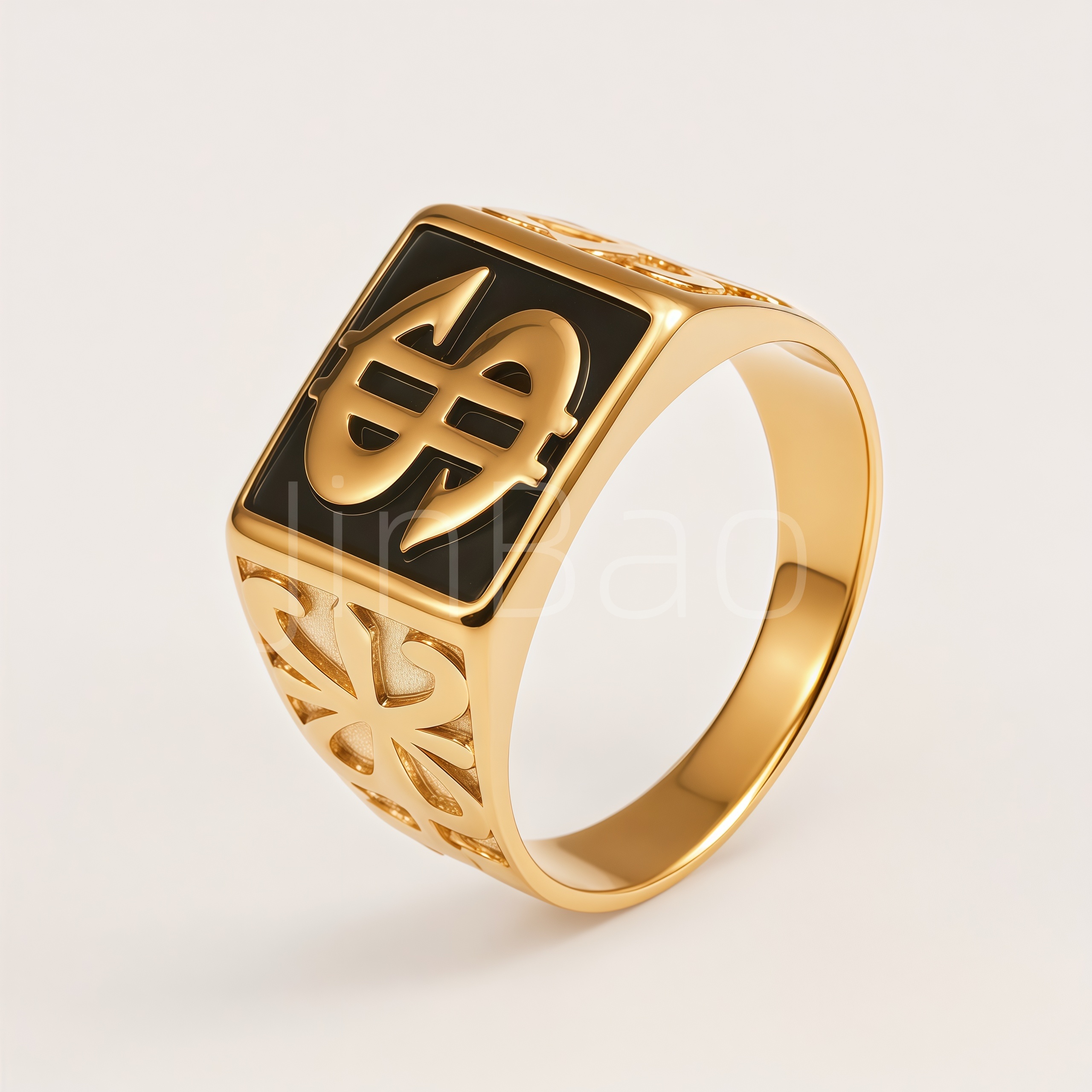 Hip Hop Dollar Gold Silver Stainless Steel Men Ring | D0499