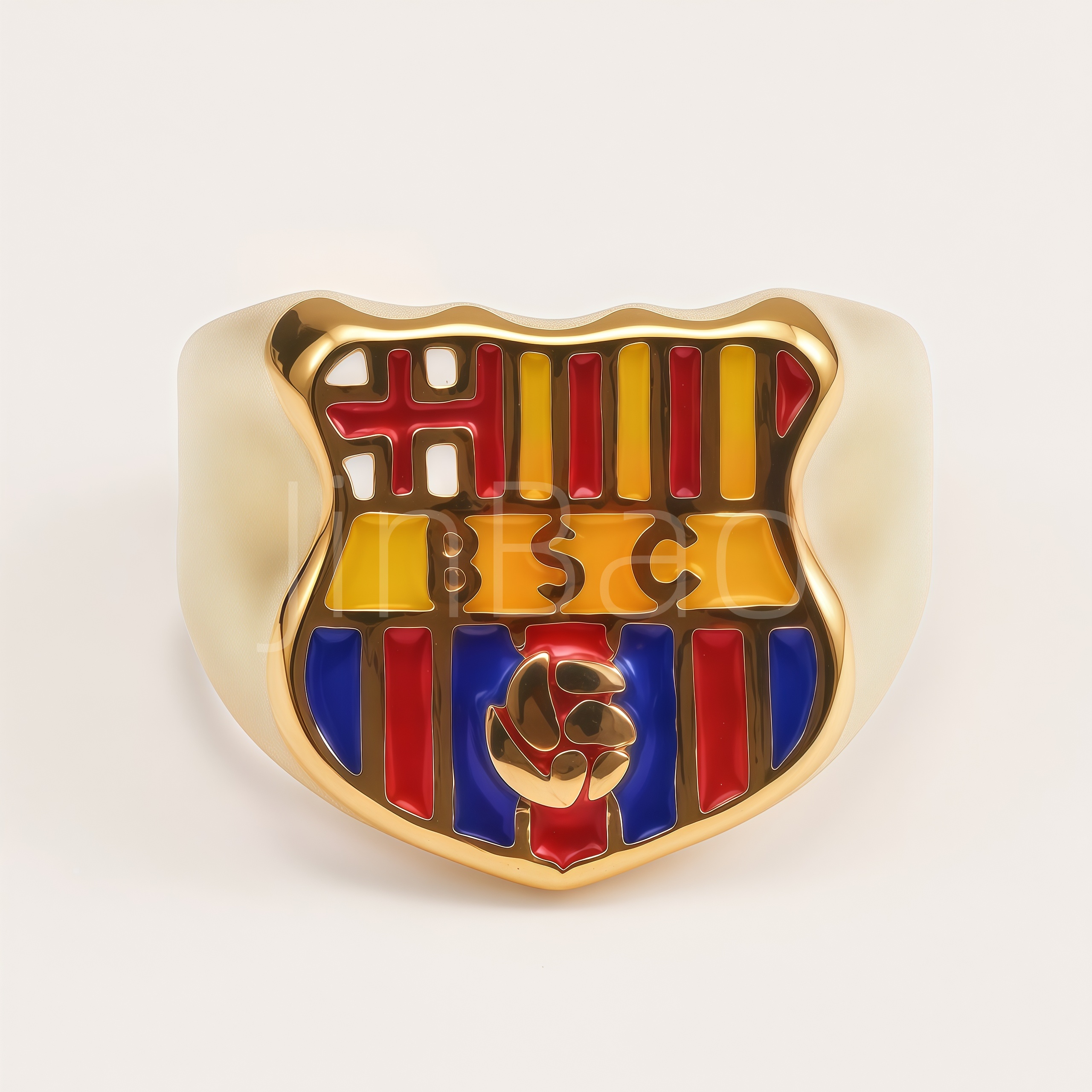 Barcelona Shield Crest Enamel Signet Ring for Men | D0067