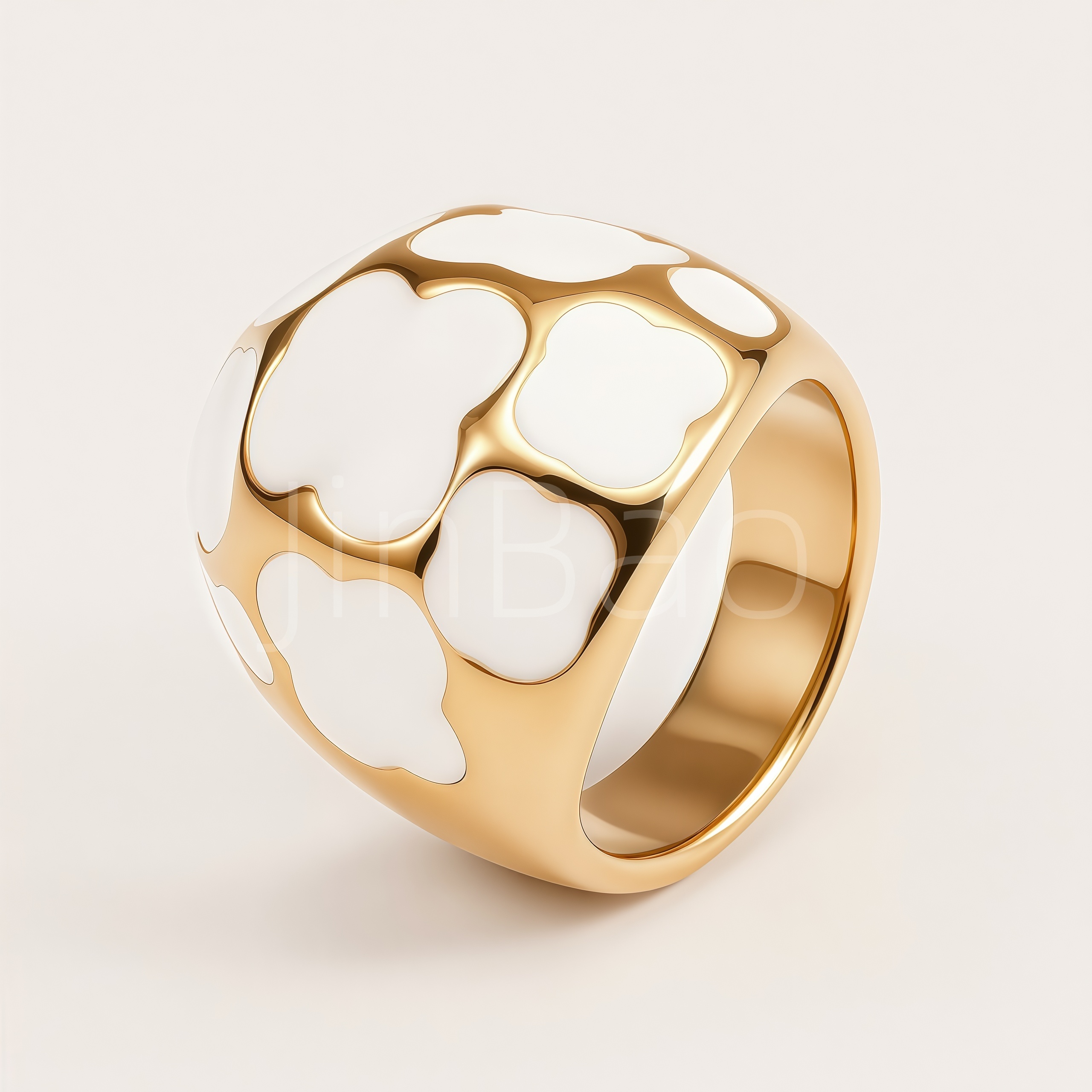 Vintage Clover Enamel Gold‑Tone Stainless Steel Women Finger Ring