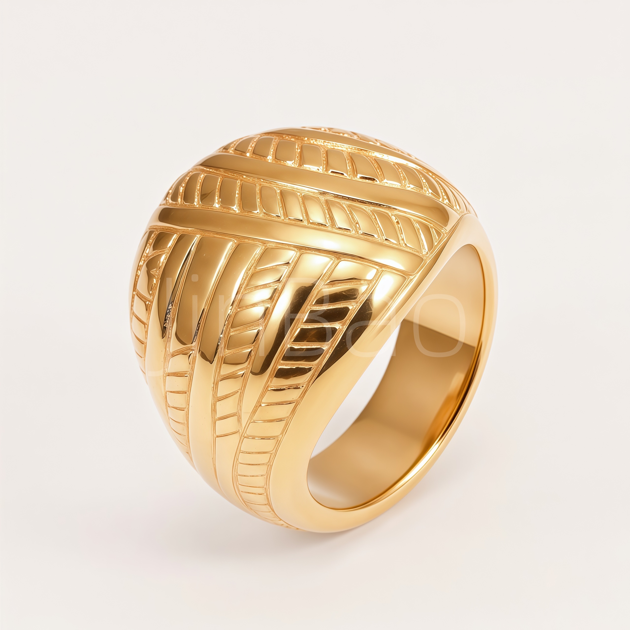 Chunky Chevron Herringbone Engraved Women Ring | E00572