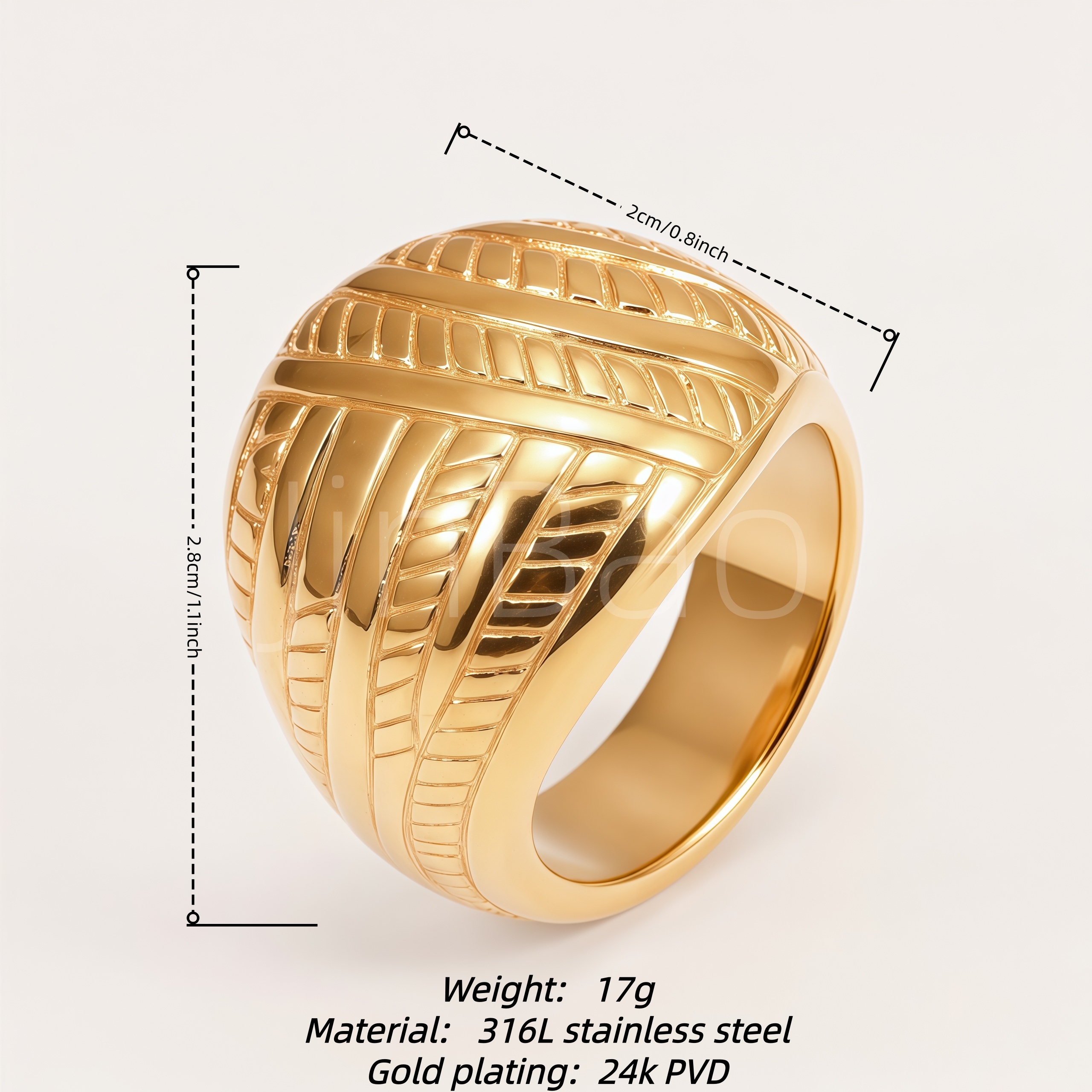 Chunky Chevron Herringbone Engraved Women Ring | E00572