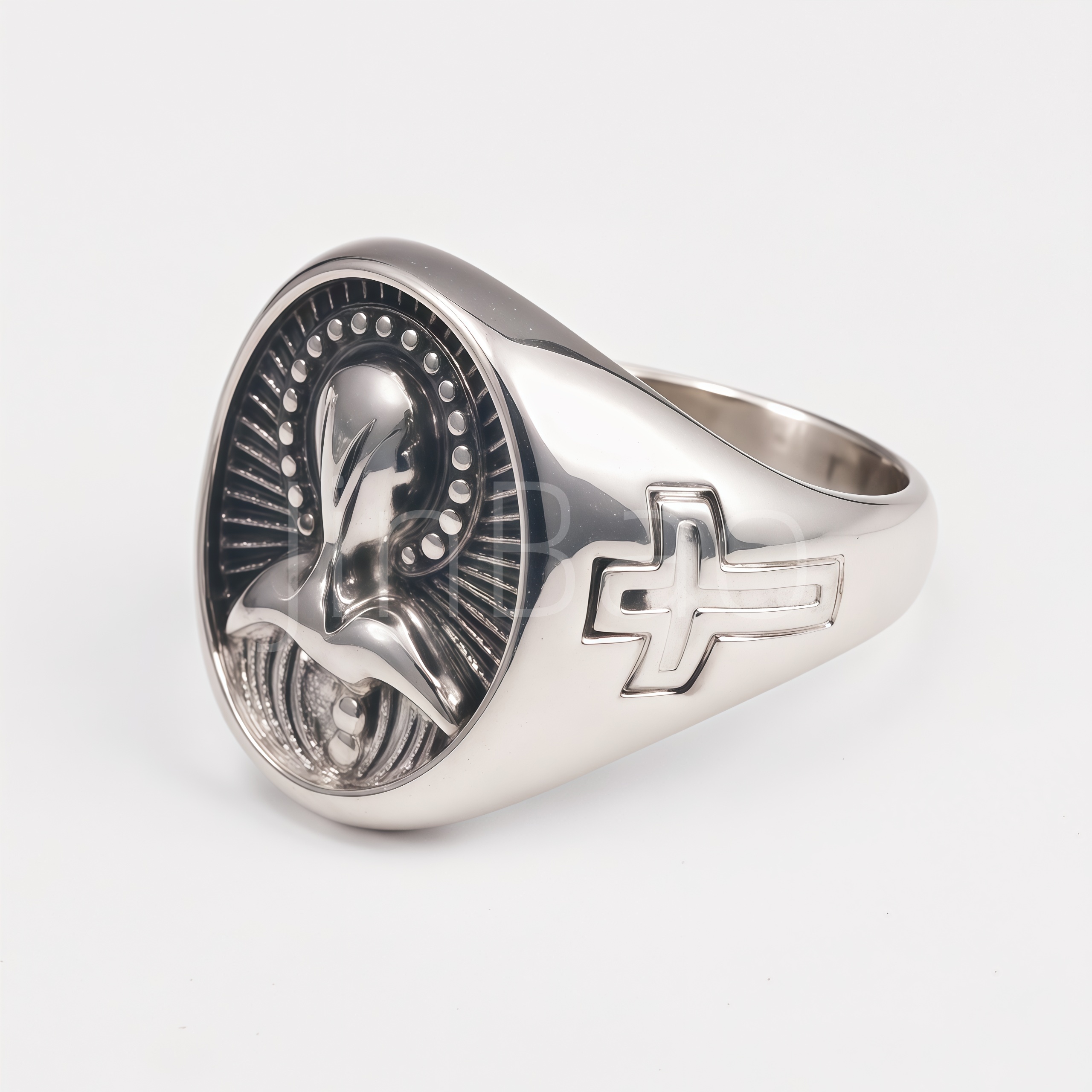 Religious Virgin Mary Embossed Stainless Steel Men Finger Ring | 