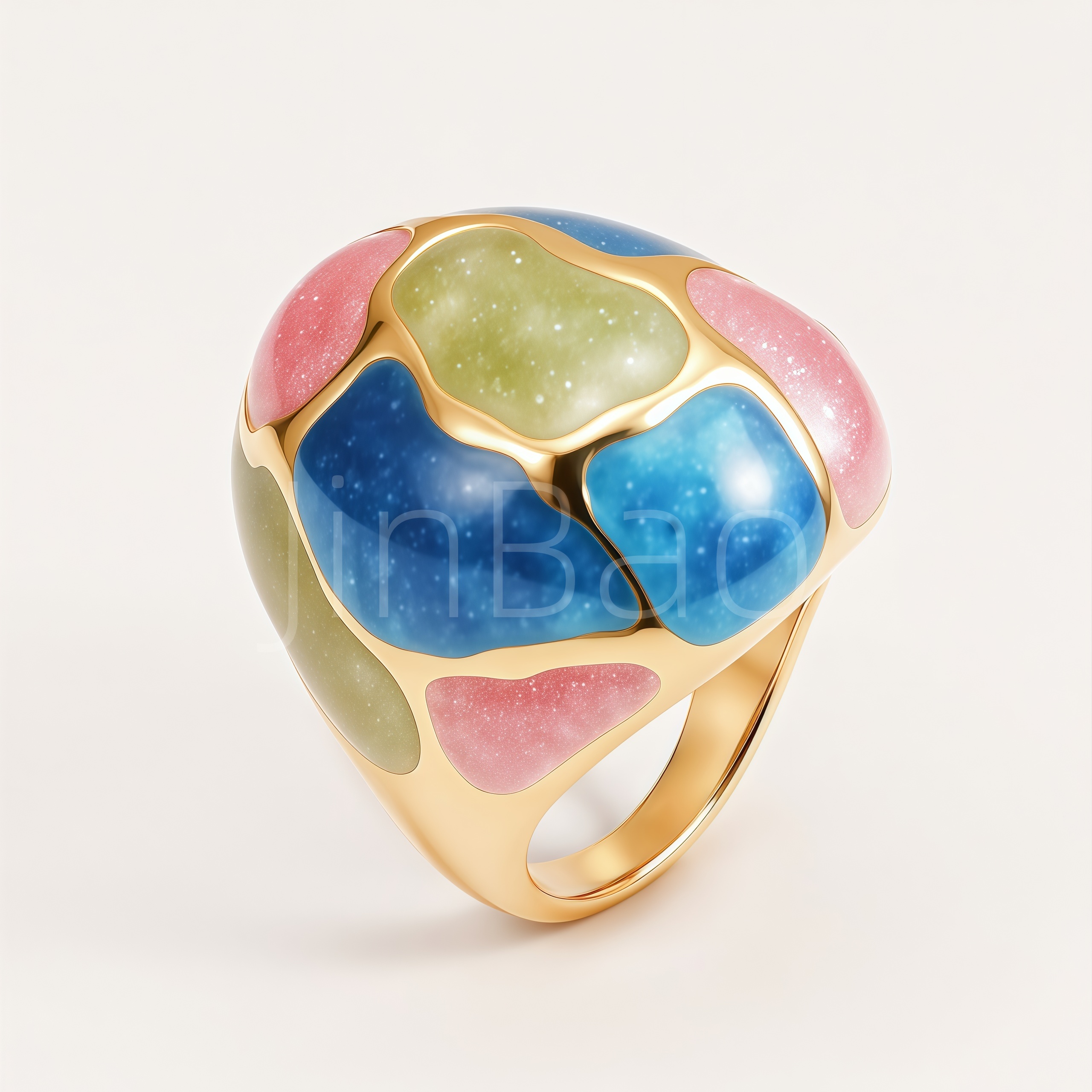Retro Art Irregular Glitter Enamel Women Ring
