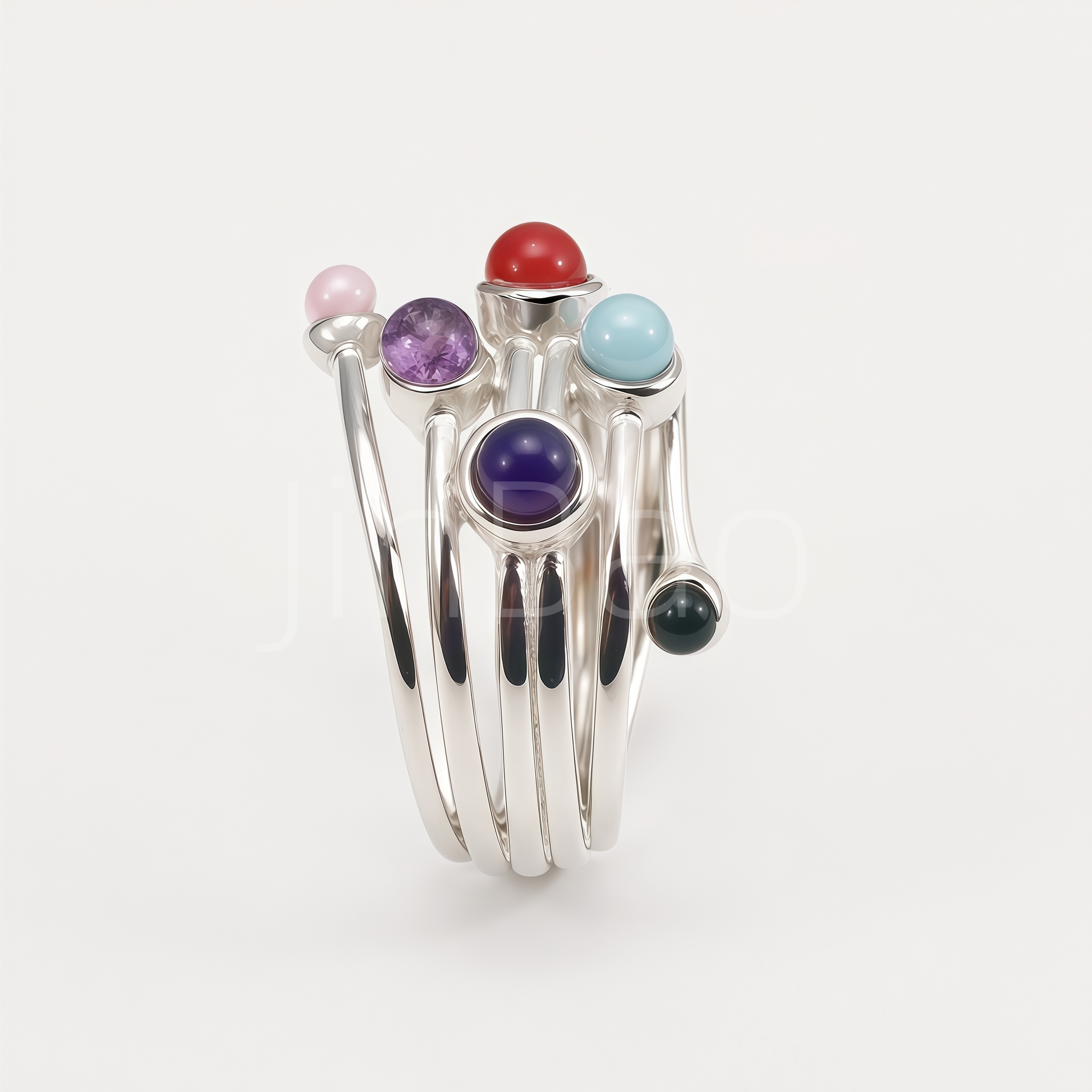 Modern Multi‑Strand Colorful Gem Women Ring | E00563
