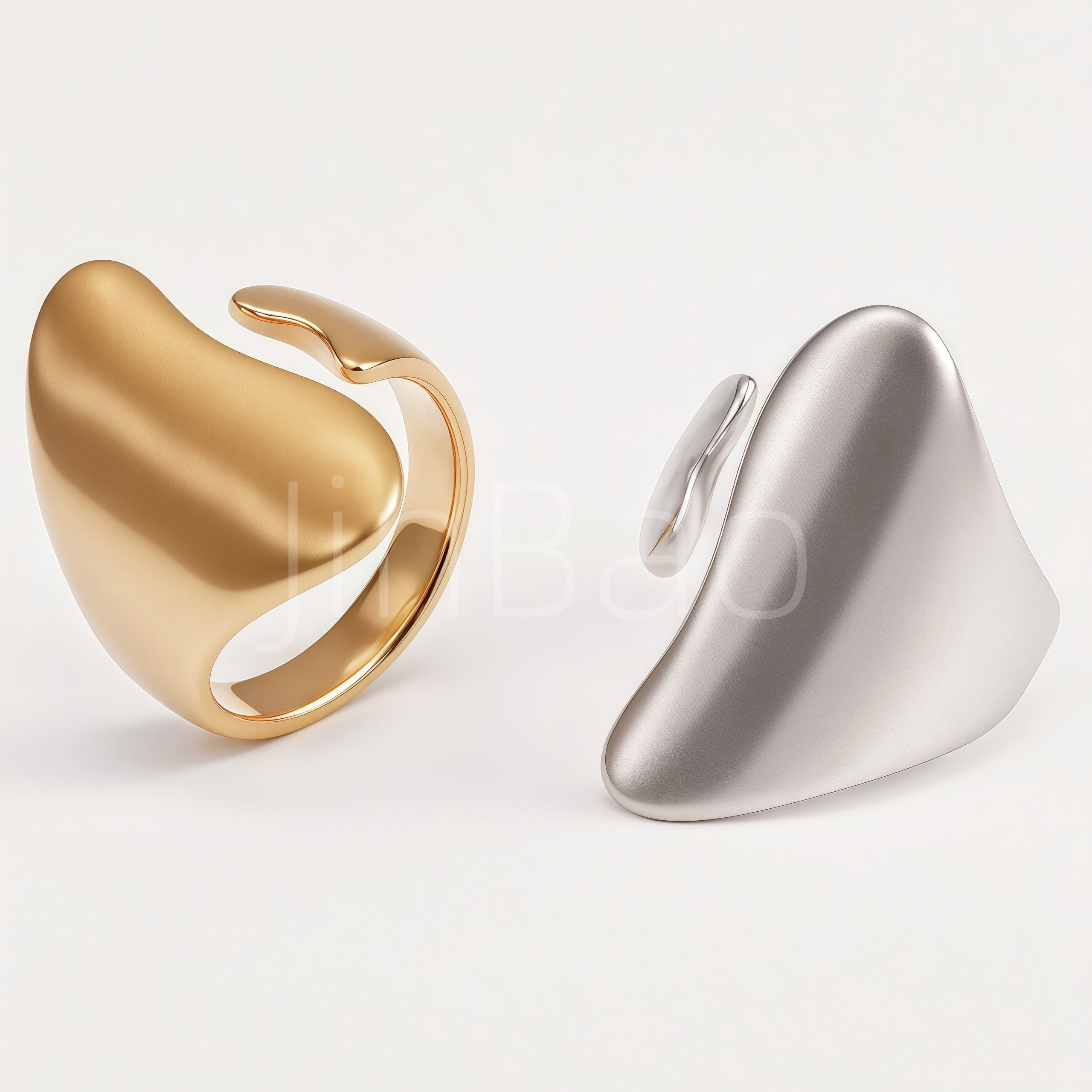 Asymmetric Pebble Fluid Open Cuff Statement Ring for Women | E00502