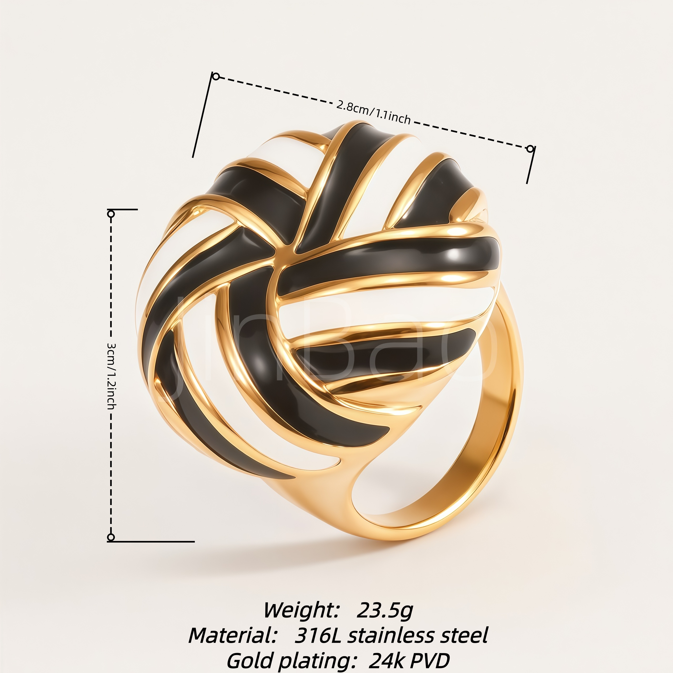 Sport Volleyball Shape Stainless Steel Fan Finger Ring for Women | E00507
