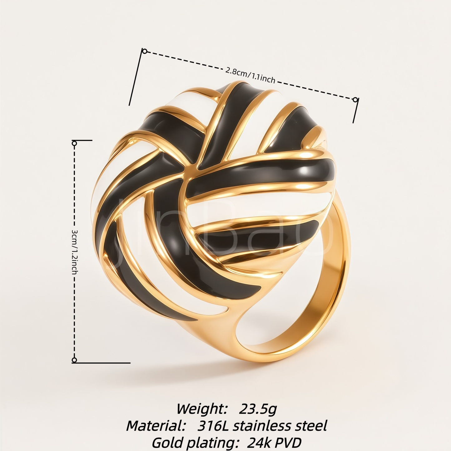 Sport Volleyball Shape Stainless Steel Fan Finger Ring for Women | E00507