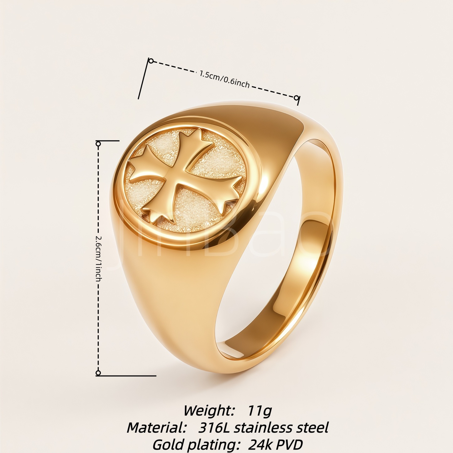Vintage Knight Templar Cross Stainless Steel Men Ring | D0501