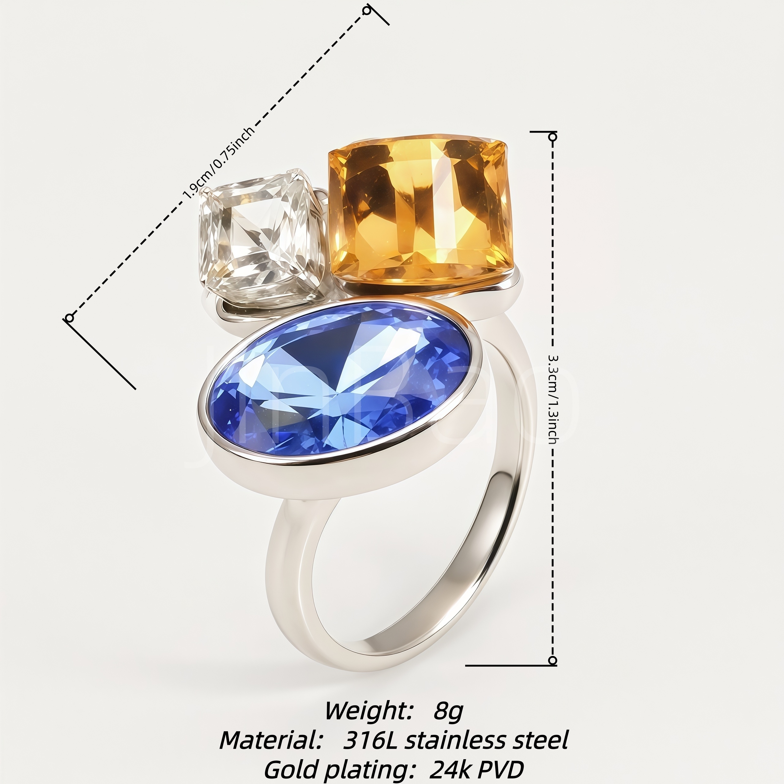 Light Luxury Multi-Cut Colorful Gem Women Ring Set