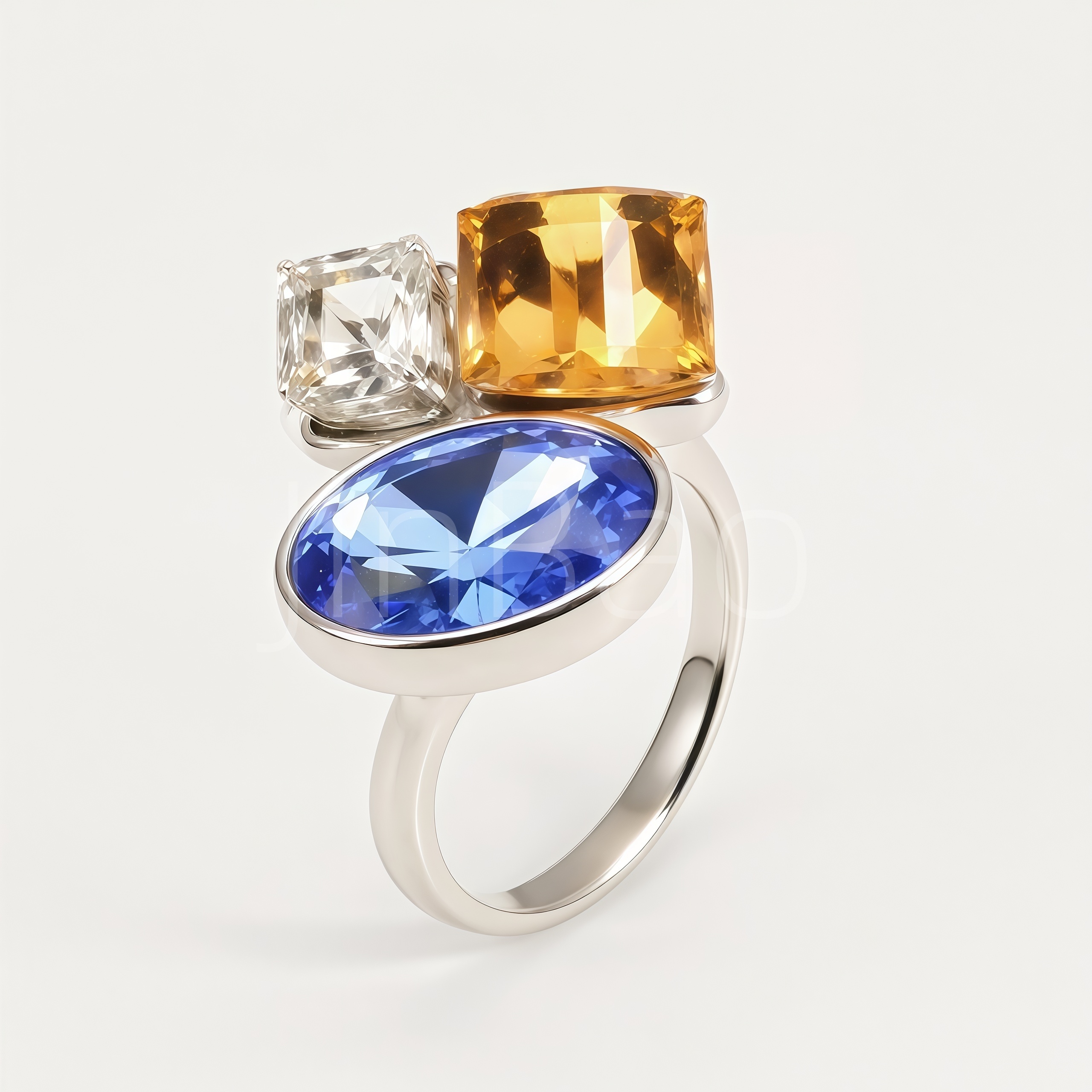 Light Luxury Multi-Cut Colorful Gem Women Ring Set