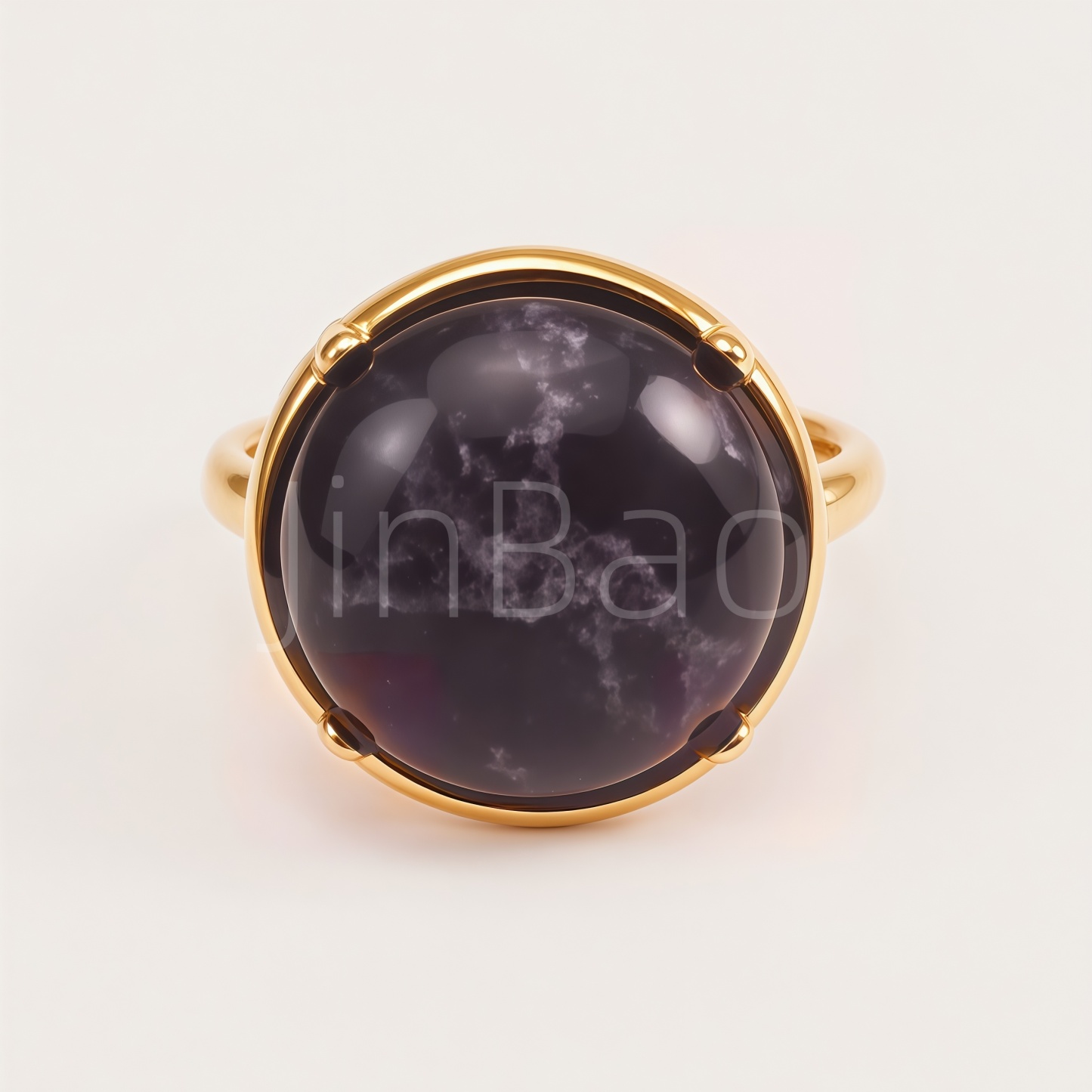 Oval Starry Galaxy Purple Cabochon Solitaire Ring for Women | E00448