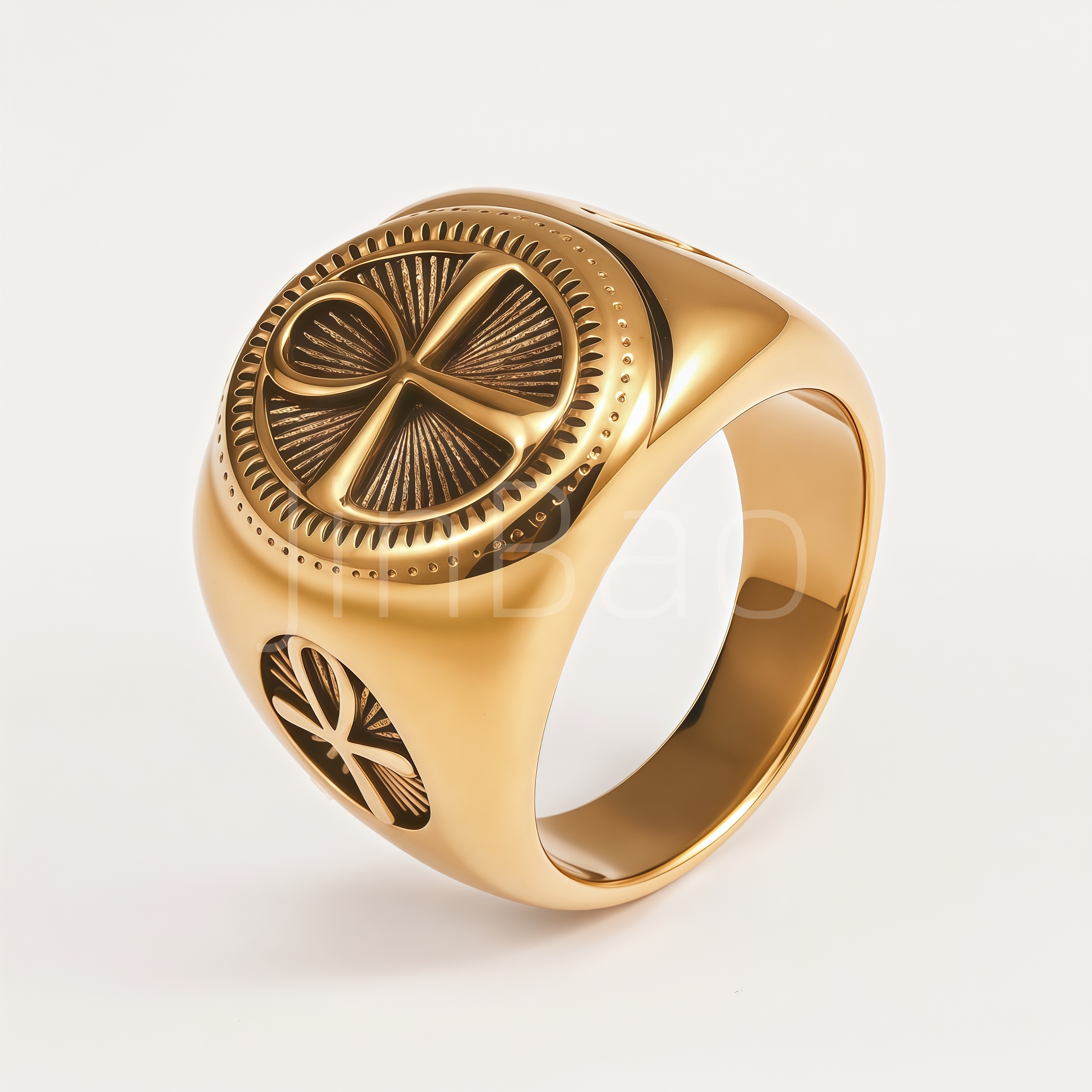 Vintage Egyptian Ankh Life Symbol Stainless Steel Men Ring | D0496