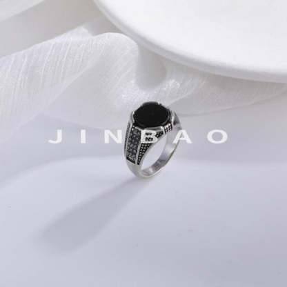Classic Black Gemstone Ring Golden and Silver Modern Style for Men | K00721-JinBaoJewerly