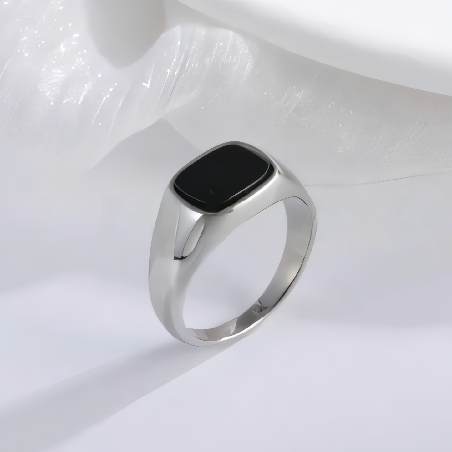 Classic Black Square Stainless Steel Ring Simple Bold Style Men Ring | K002145-JinBaoJewerly