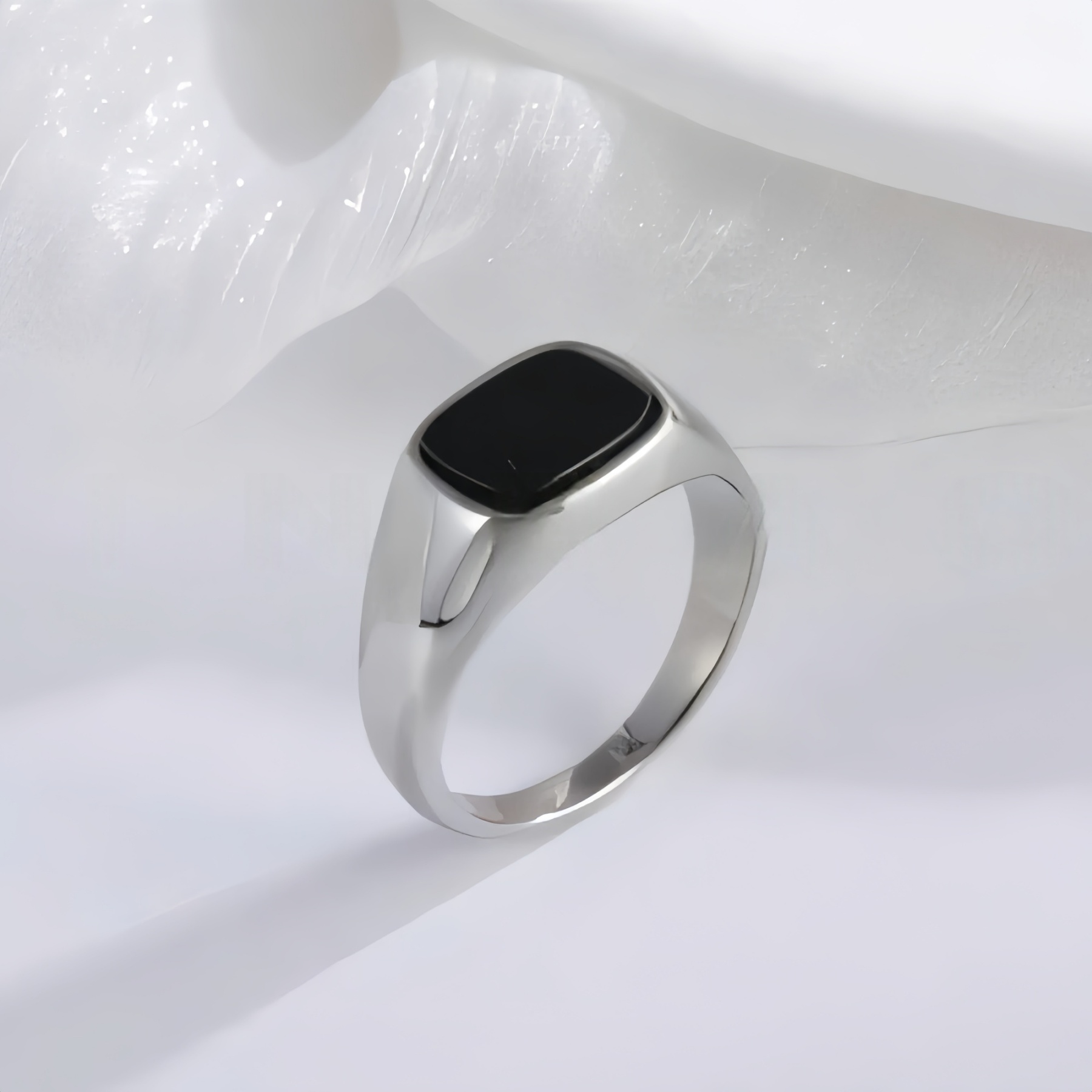 Classic Black Square Stainless Steel Ring Simple Bold Style Men Ring | K002145-JinBaoJewerly