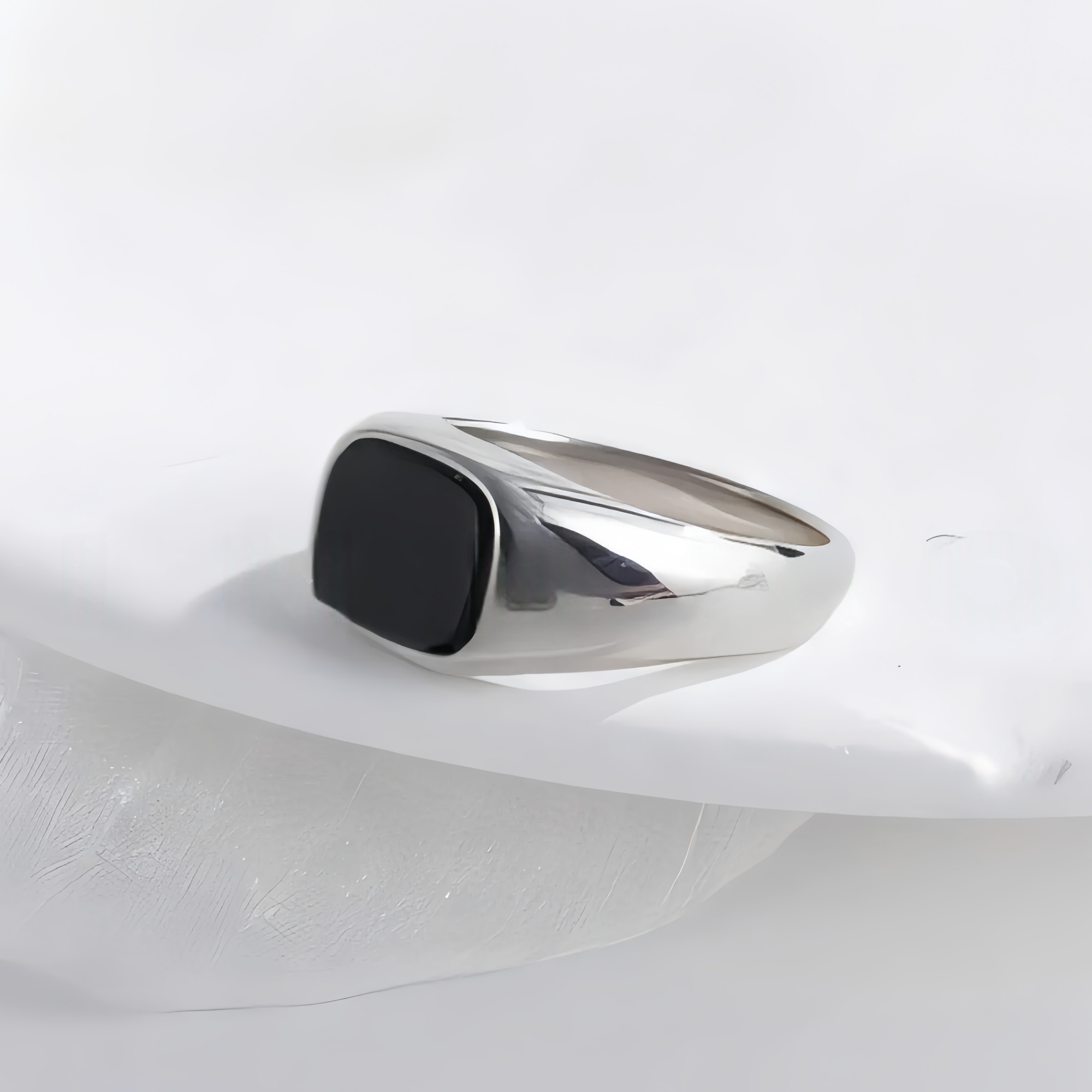 Classic Black Square Stainless Steel Ring Simple Bold Style Men Ring | K002145-JinBaoJewerly