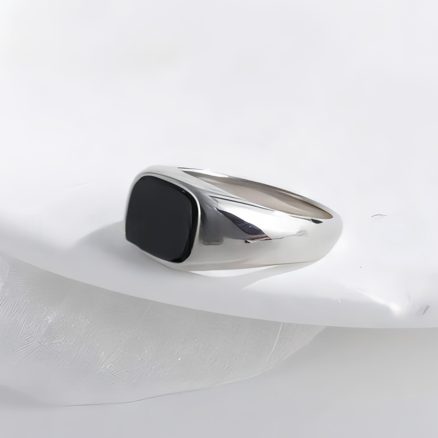 Classic Black Square Stainless Steel Ring Simple Bold Style Men Ring | K002145-JinBaoJewerly