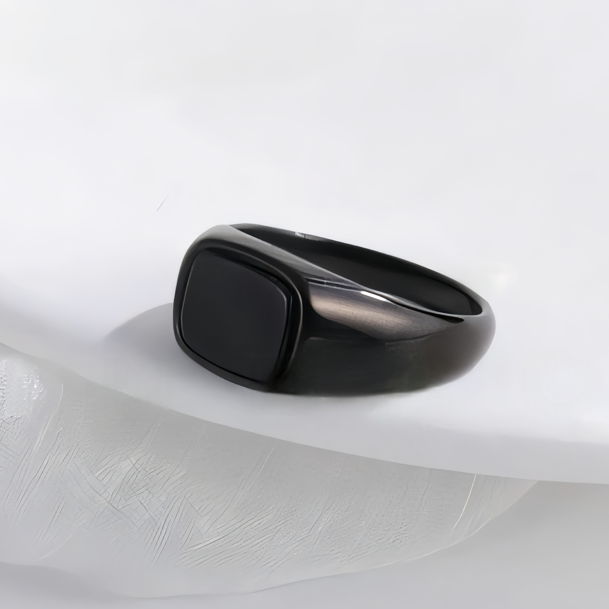 Classic Black Square Stainless Steel Ring Simple Bold Style Men Ring | K002145-JinBaoJewerly
