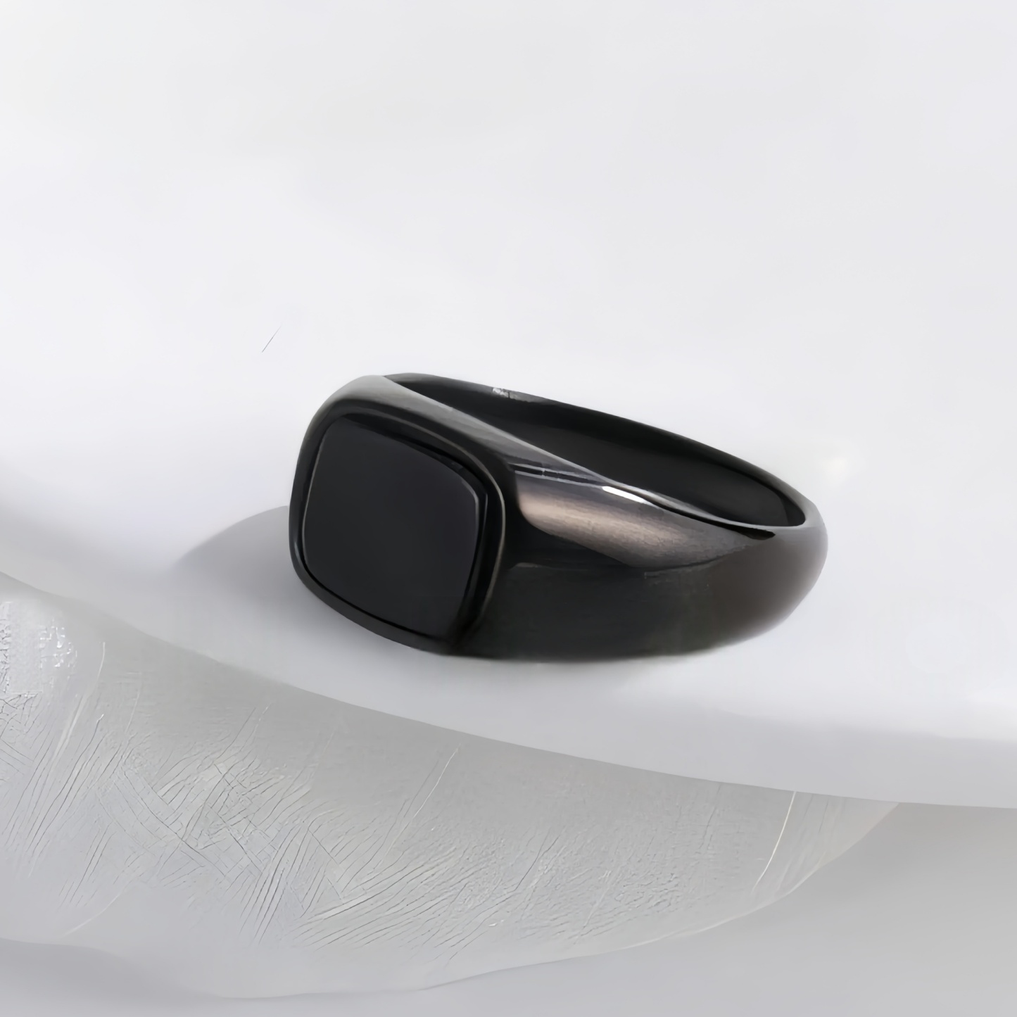 Classic Black Square Stainless Steel Ring Simple Bold Style Men Ring | K002145-JinBaoJewerly