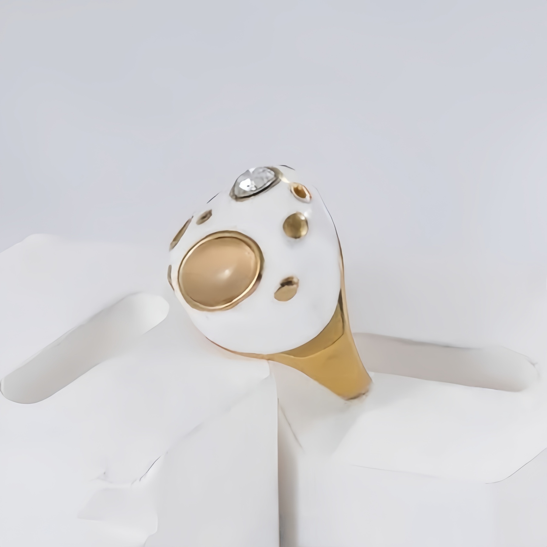 Classic Gemstone Decorated Stainless Steel Ring for Women | G004605-JinBaoJewerly