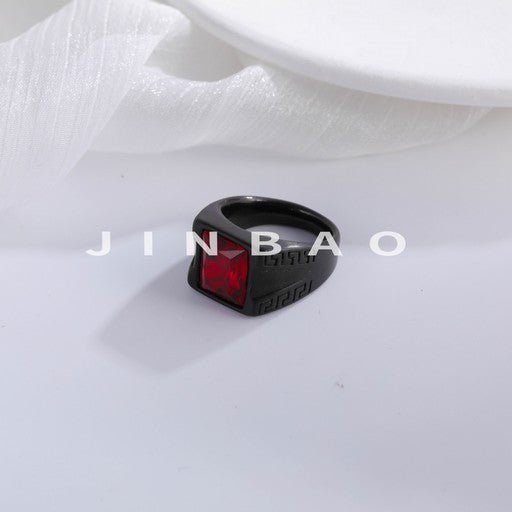 Classic Rectangular Gemstone Stainless Steel Ring for Men | BL177-JinBaoJewerly