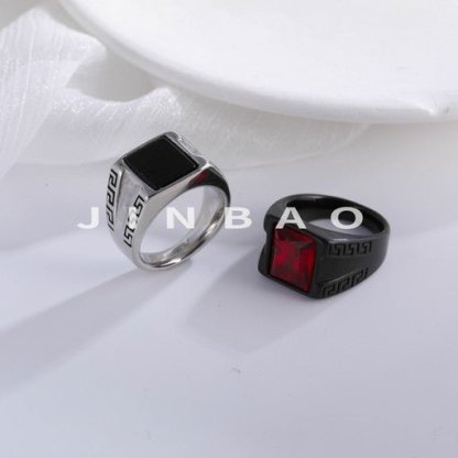 Classic Rectangular Gemstone Stainless Steel Ring for Men | BL177-JinBaoJewerly